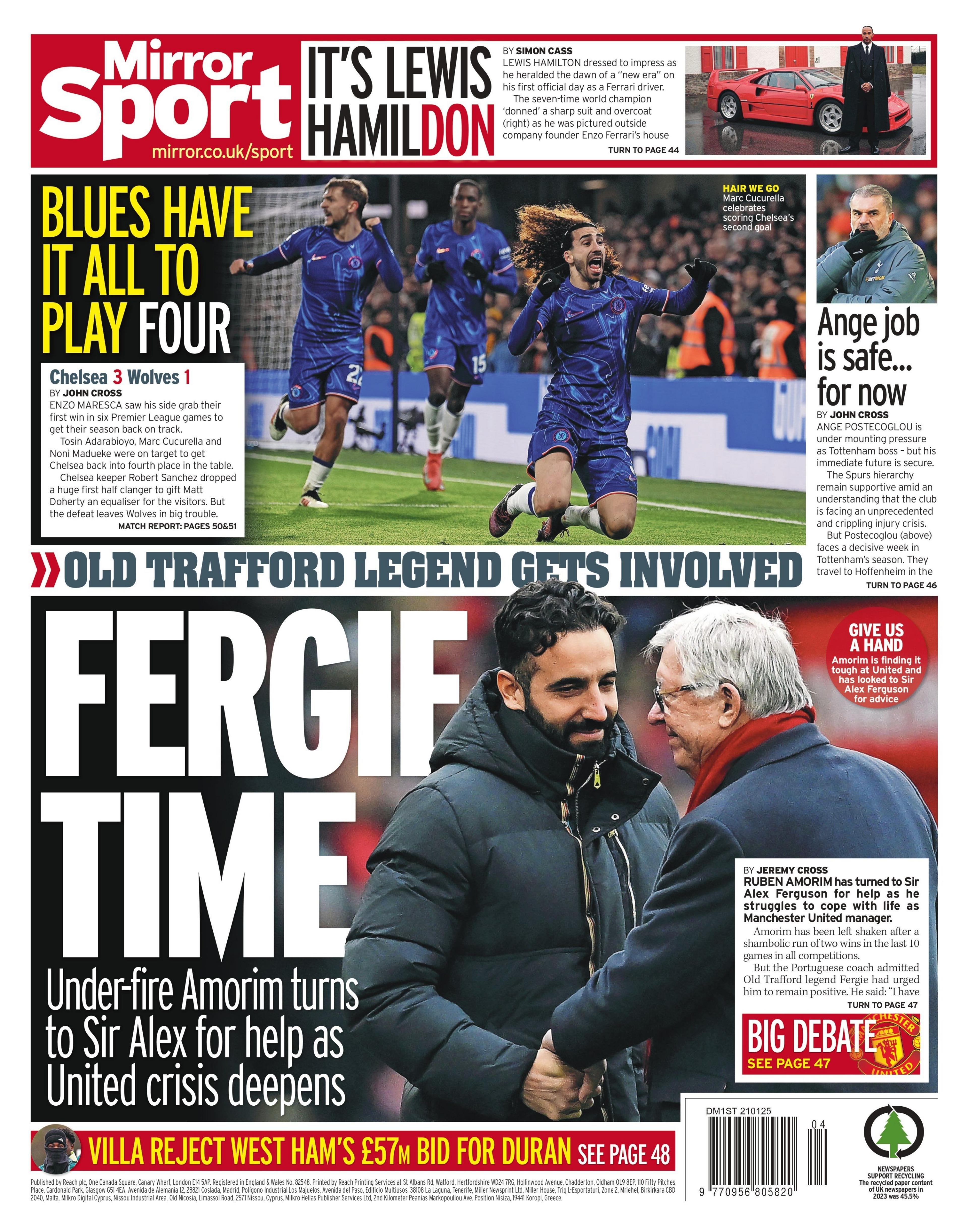 The back page of the Daily Mirror