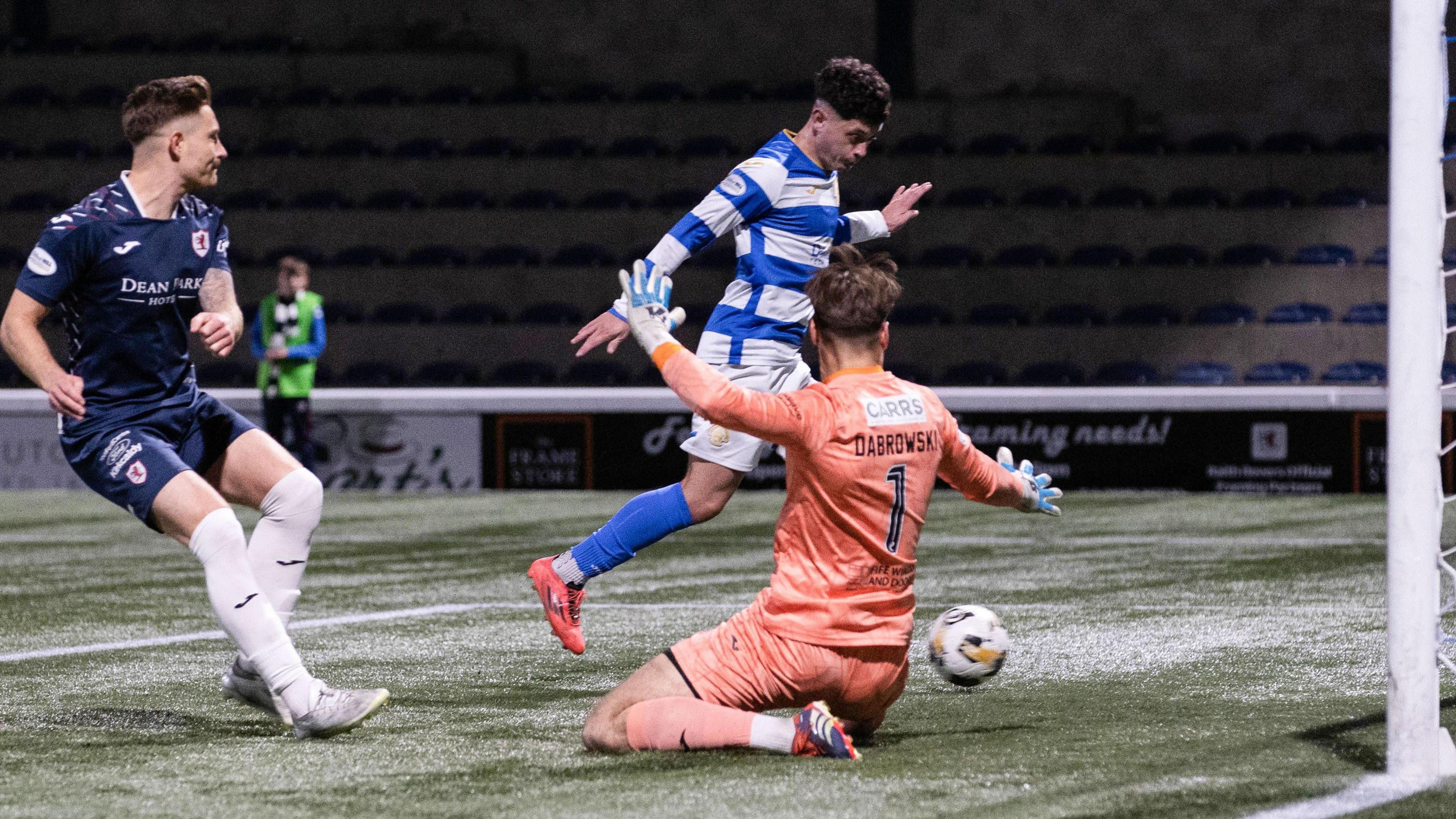 Michael Garrity scores for Greenock Morton against Raith Rovers