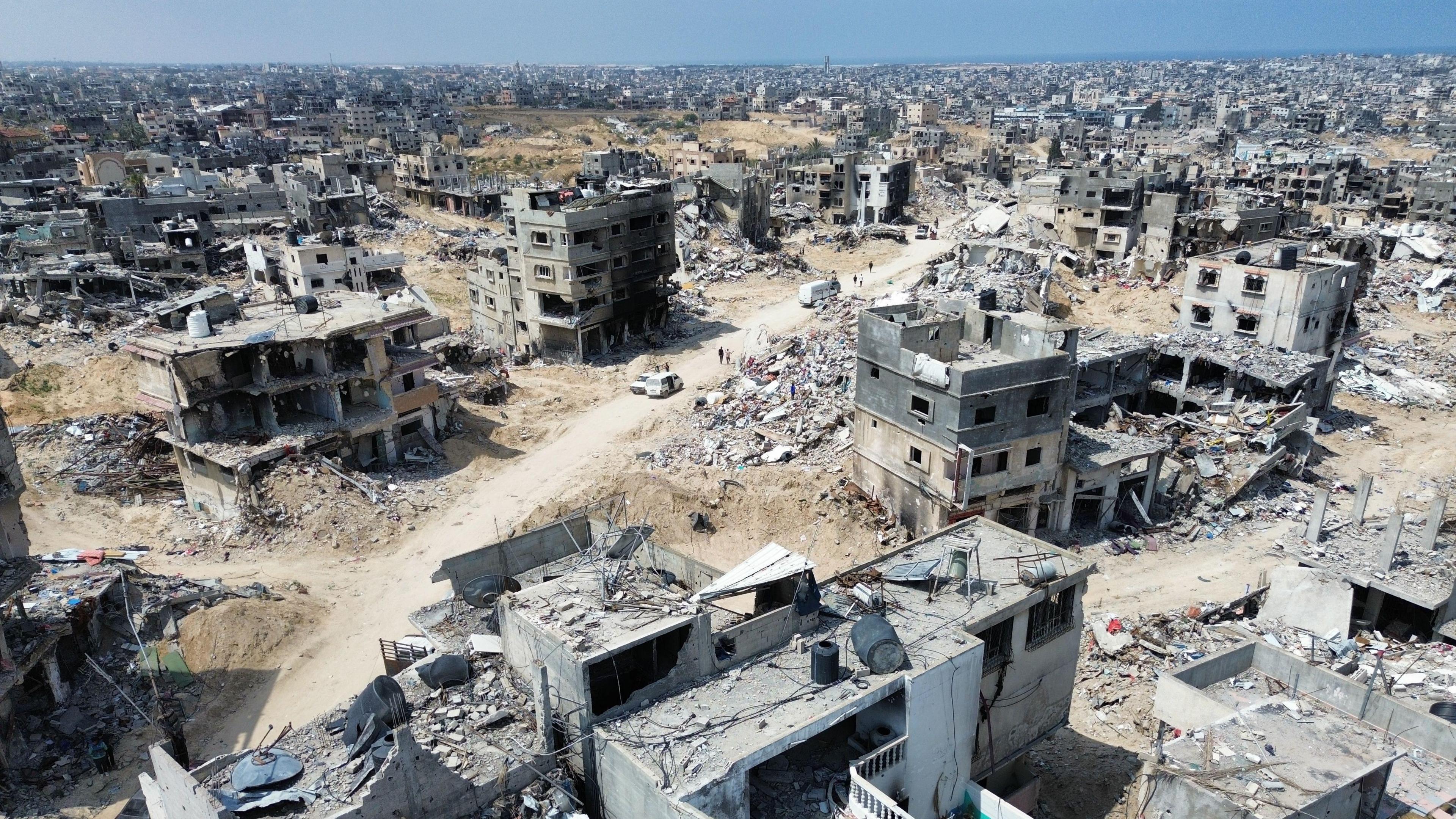 Destuction in Khan Younis in the Gaza Strip following the Israeli army withdrawal from the region