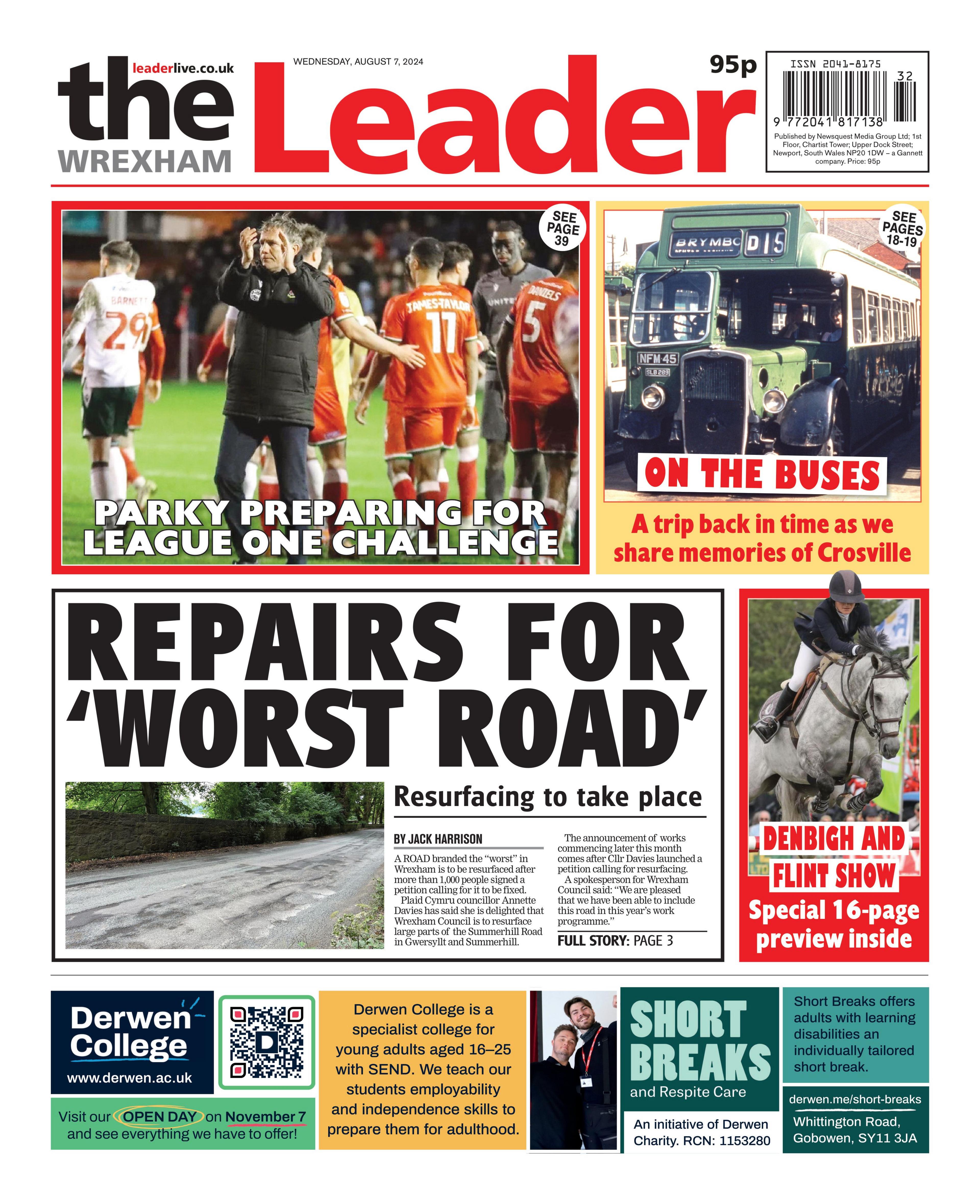 The Wrexham Leader front page