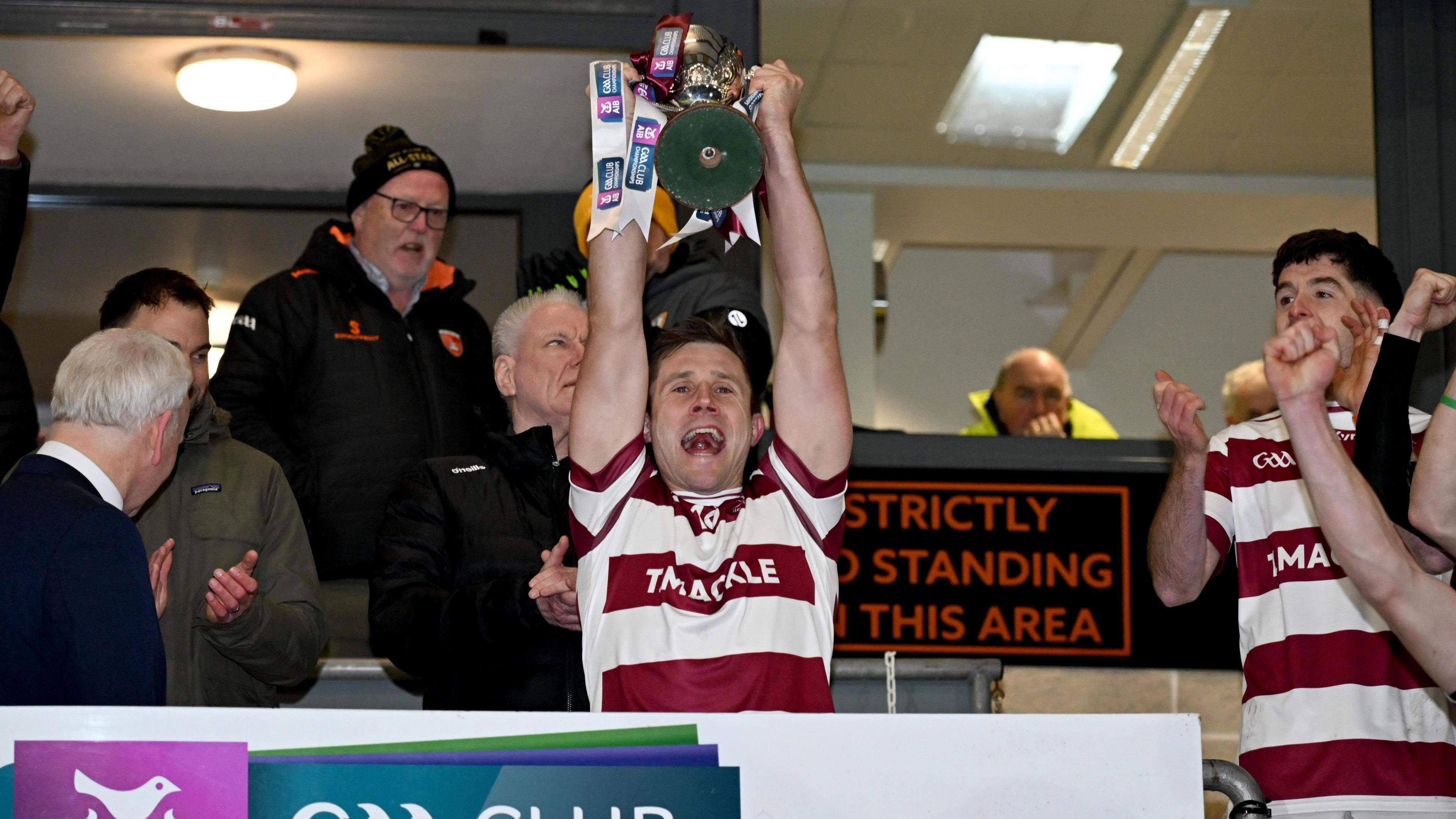 Slaughtneil captain Mark McGuigan lifts the Four Seasons Cup