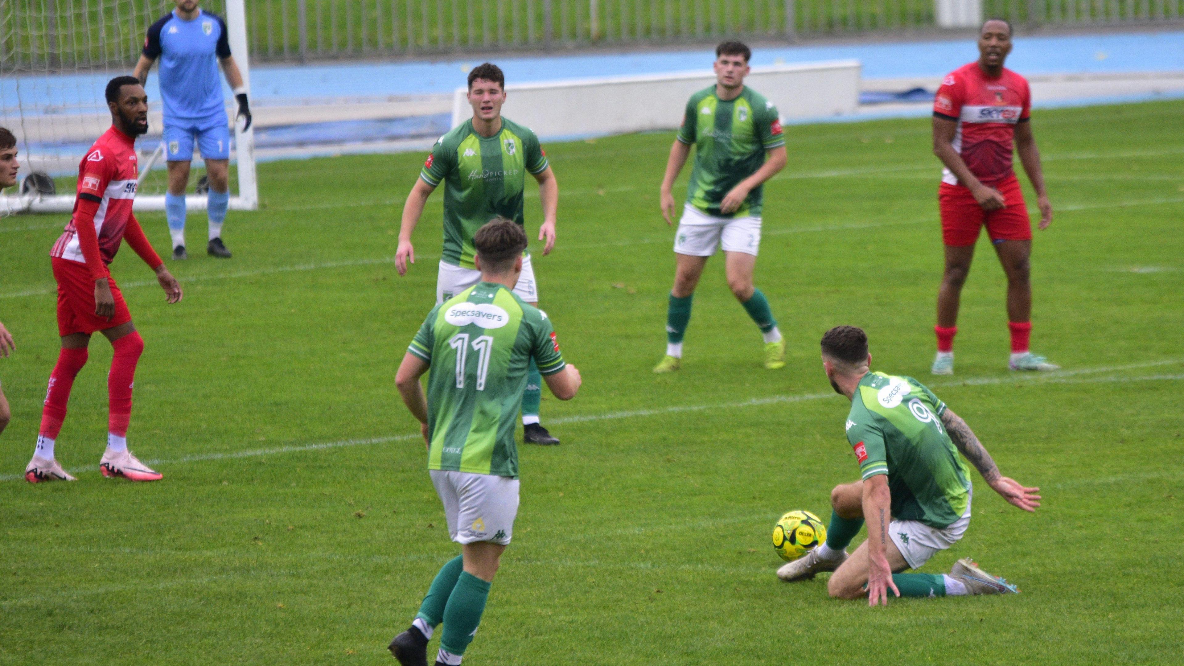 Action from Guernsey FC v Hayes and Yeading