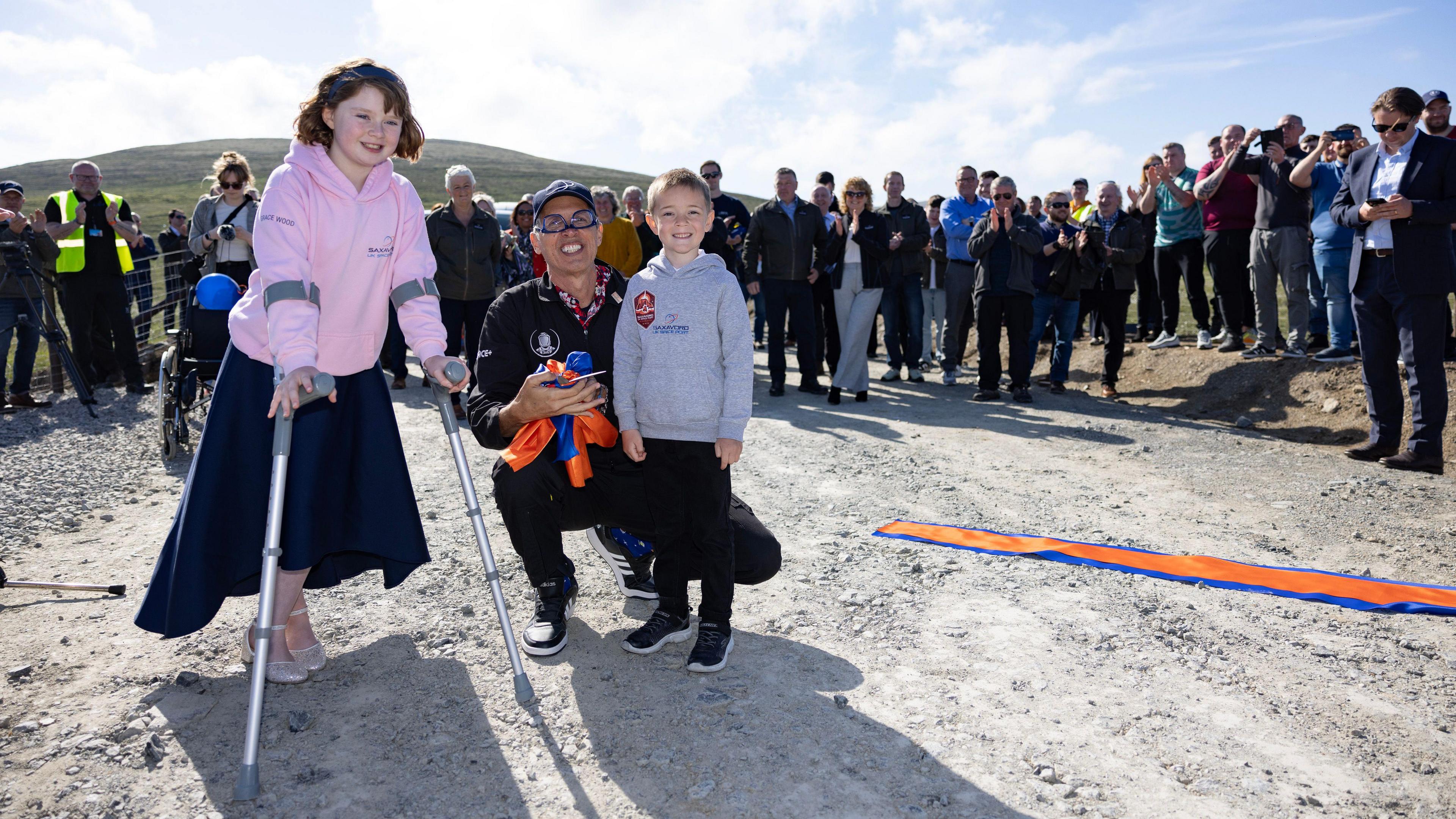 grace, harry and mike at the saxavord opening ceremony