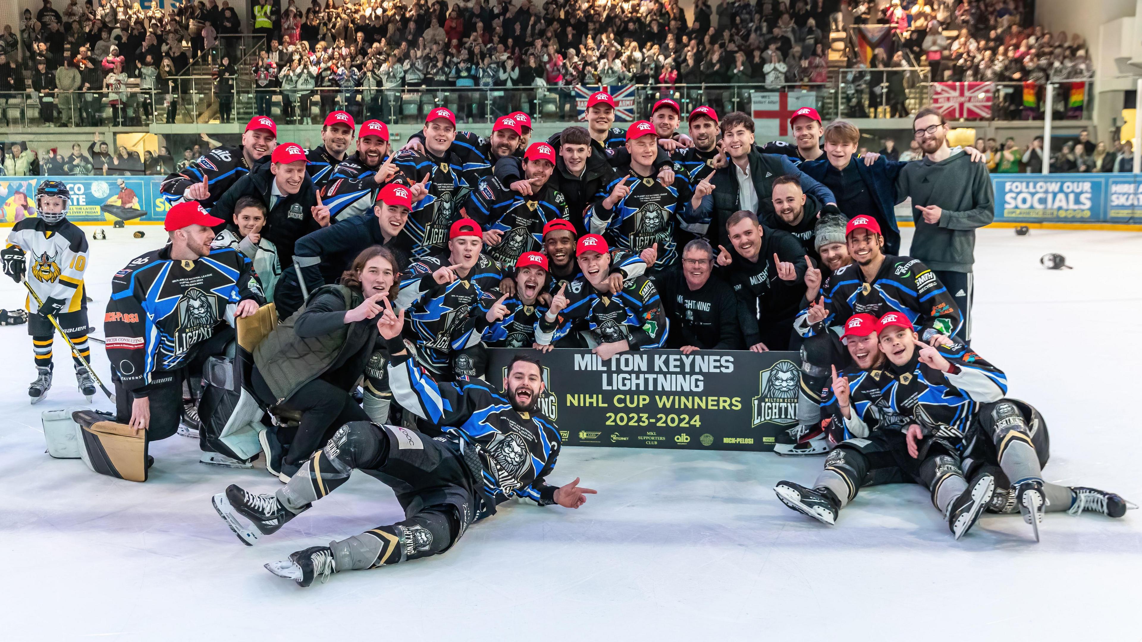 MK Lightning ice hockey team celebrating after winning National Ice Hockey Championships