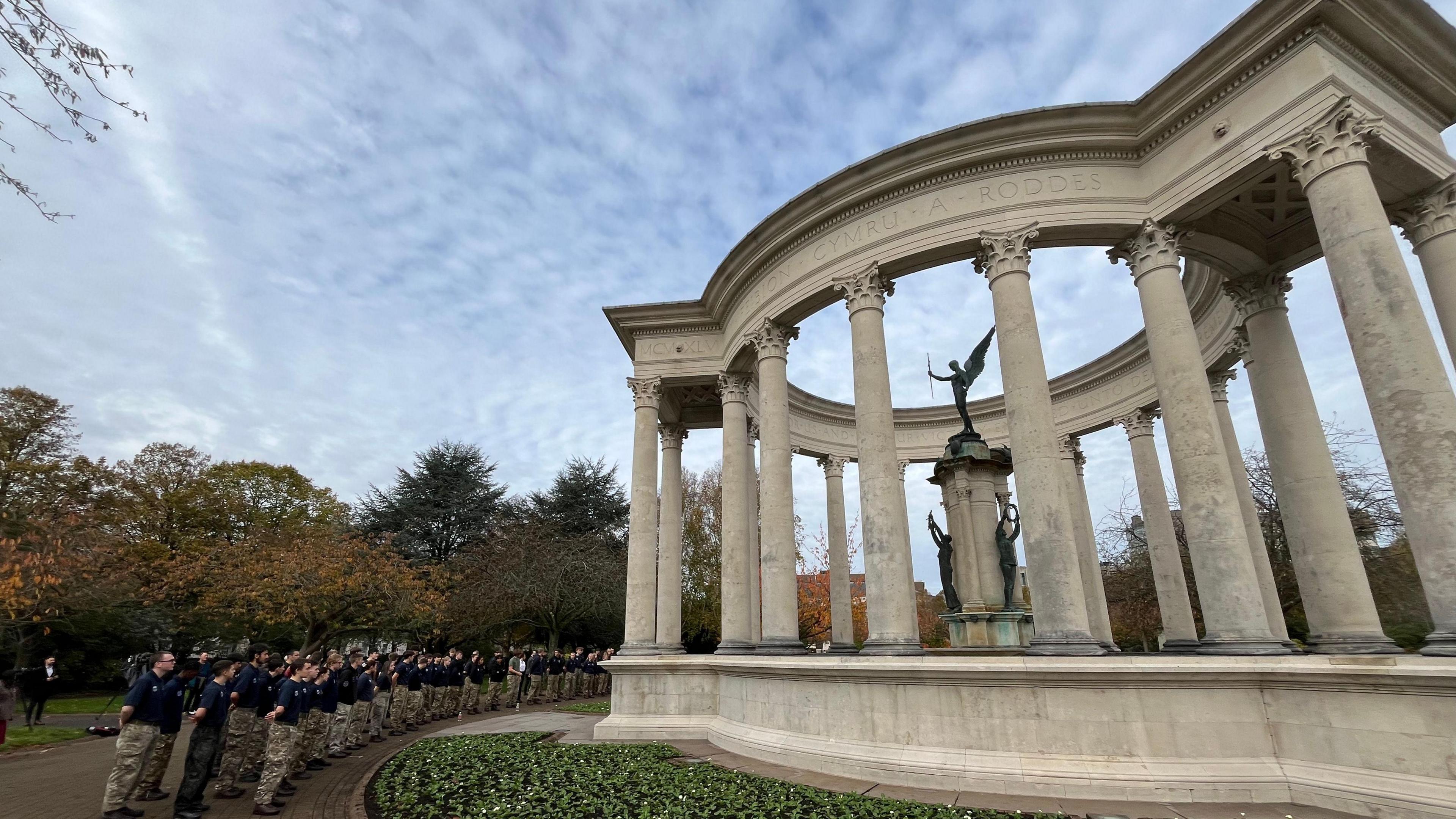 Personnel from the Royal British Legion gathered at the Welsh National War Memorial in Cardiff to pay their respects. 