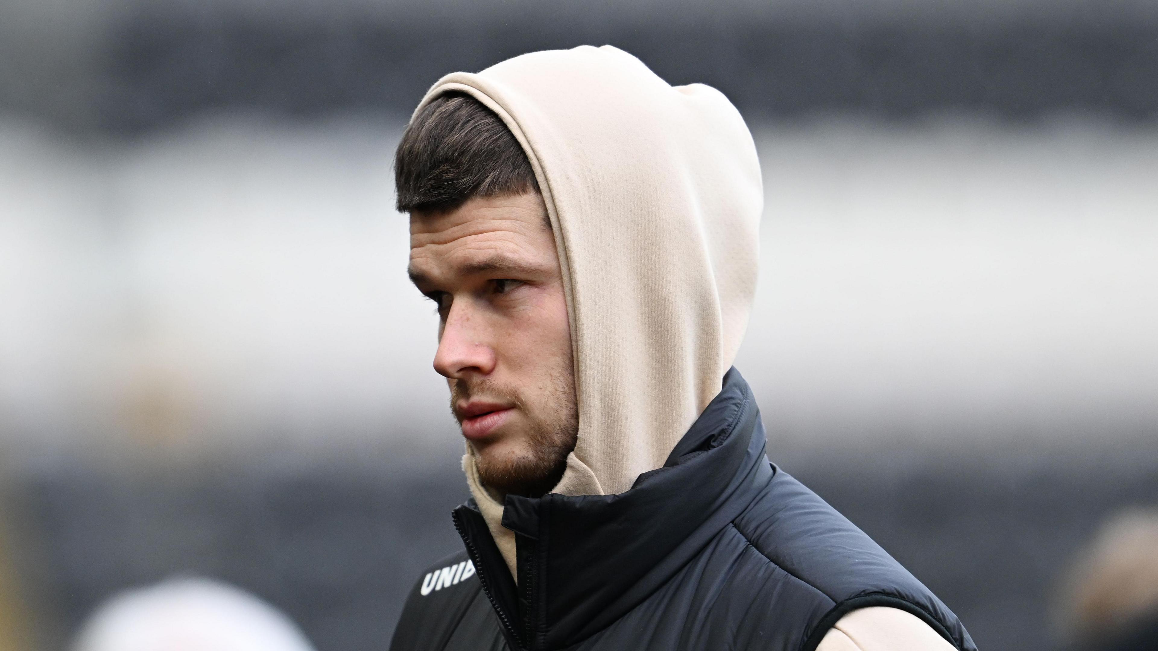 Illan Meslier on the pitch prior kick-off before the Hull City game