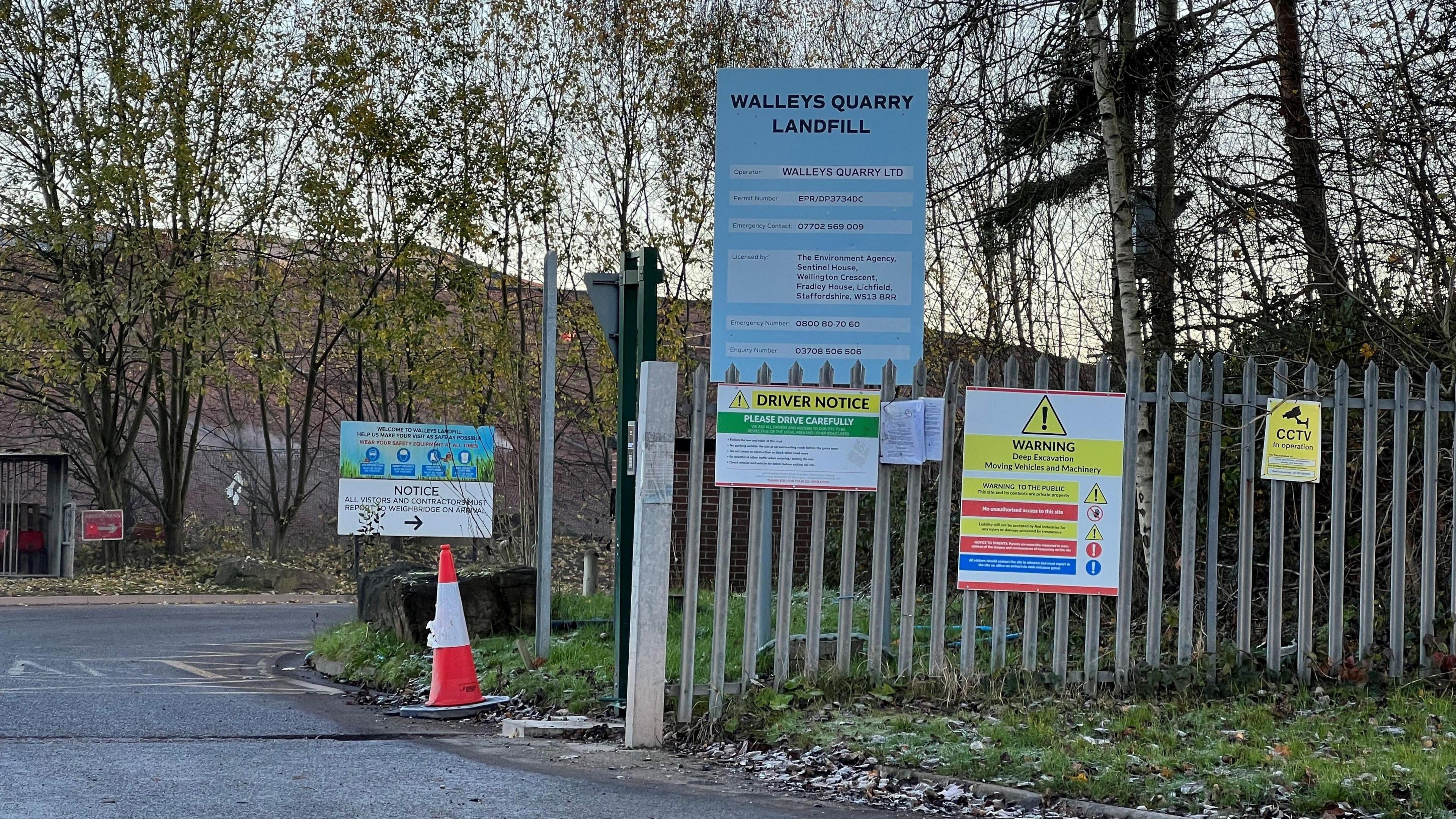 Entrance to Walleys Quarry landfill