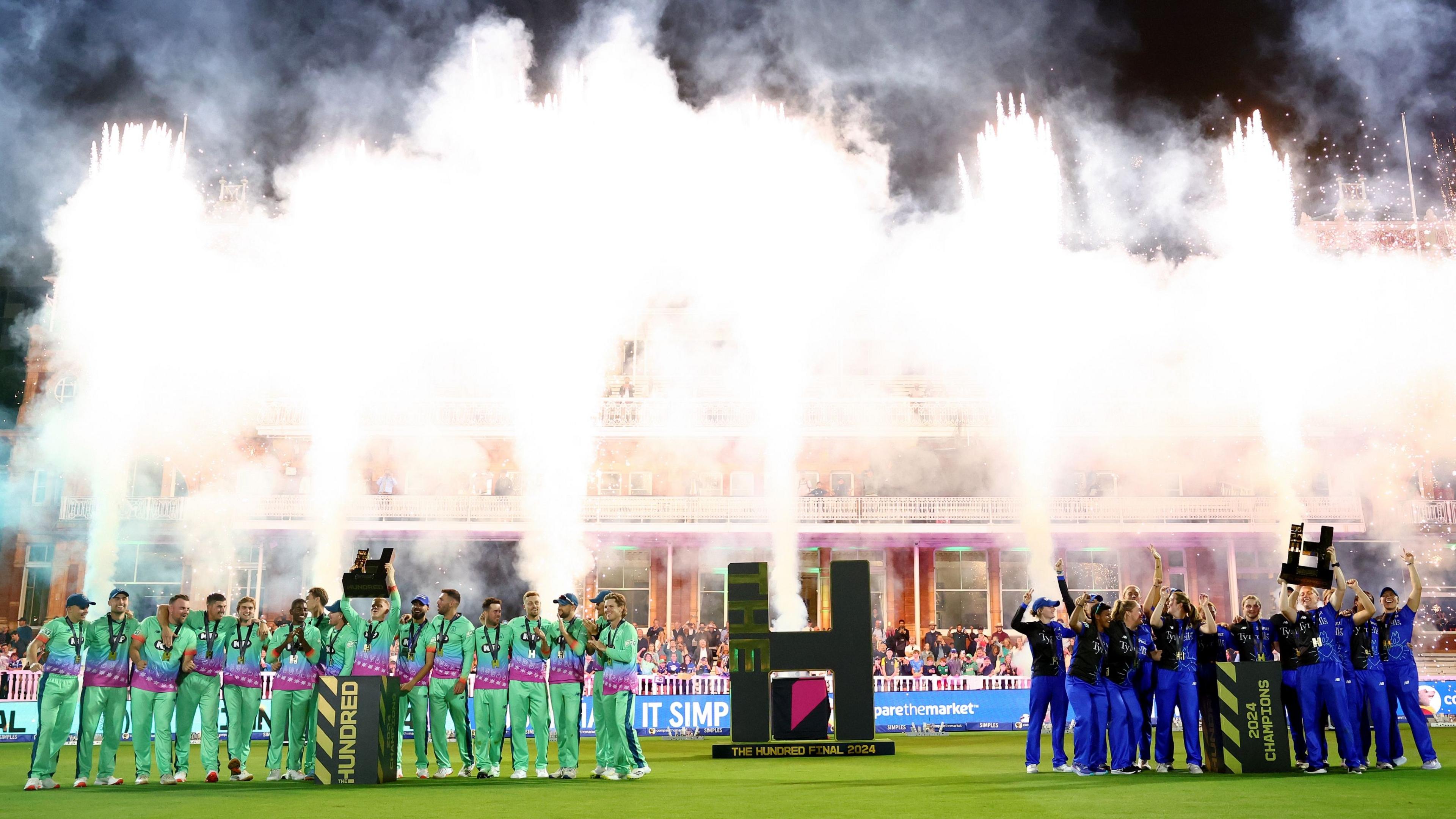 Oval Invincibles men and London Spirit women celebrate winning The Hundred titles in 2024