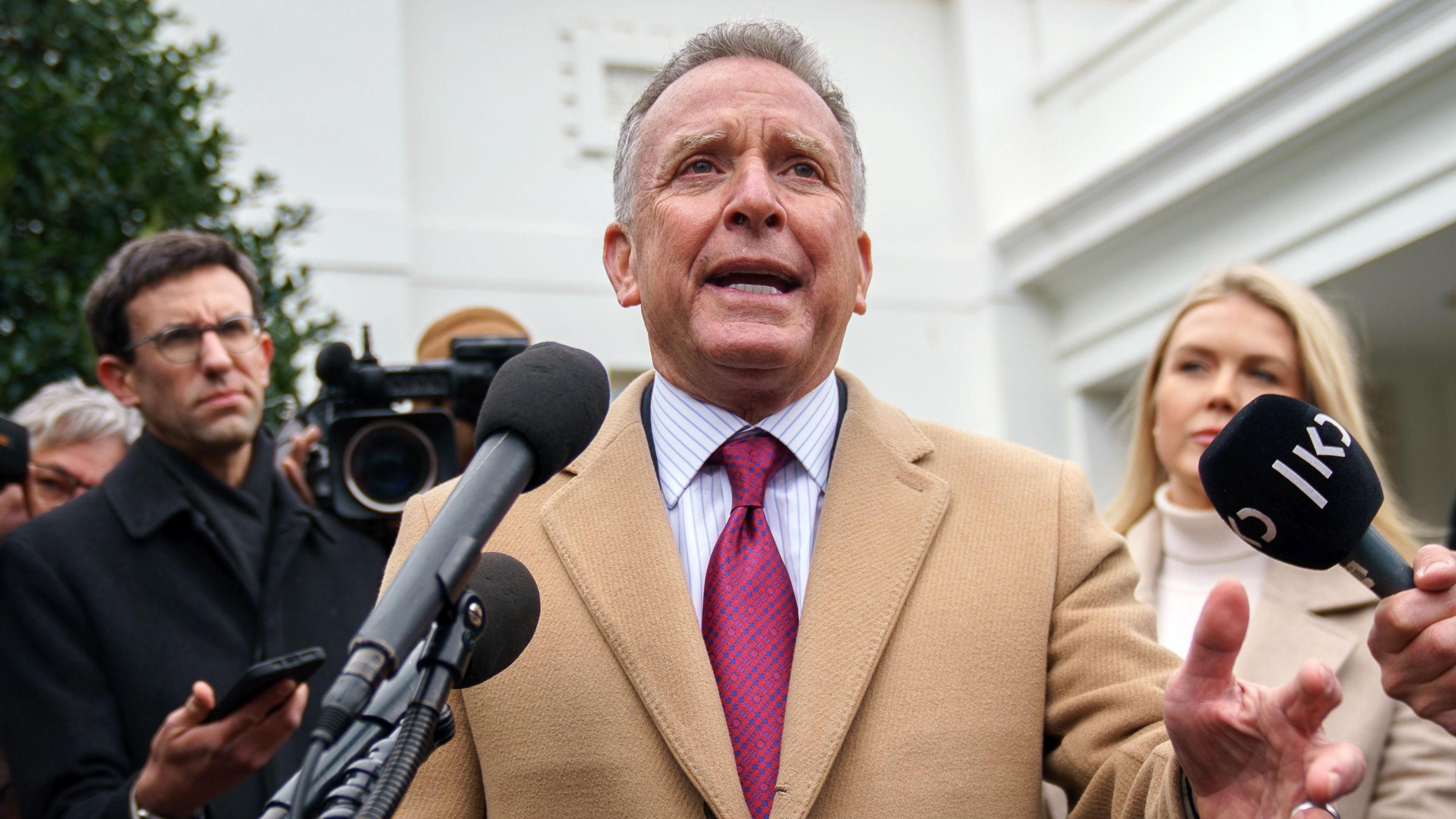 US Middle East envoy Steve Witkoff speaks to reporters outside the White House, in Washington DC, on 6 March 2025