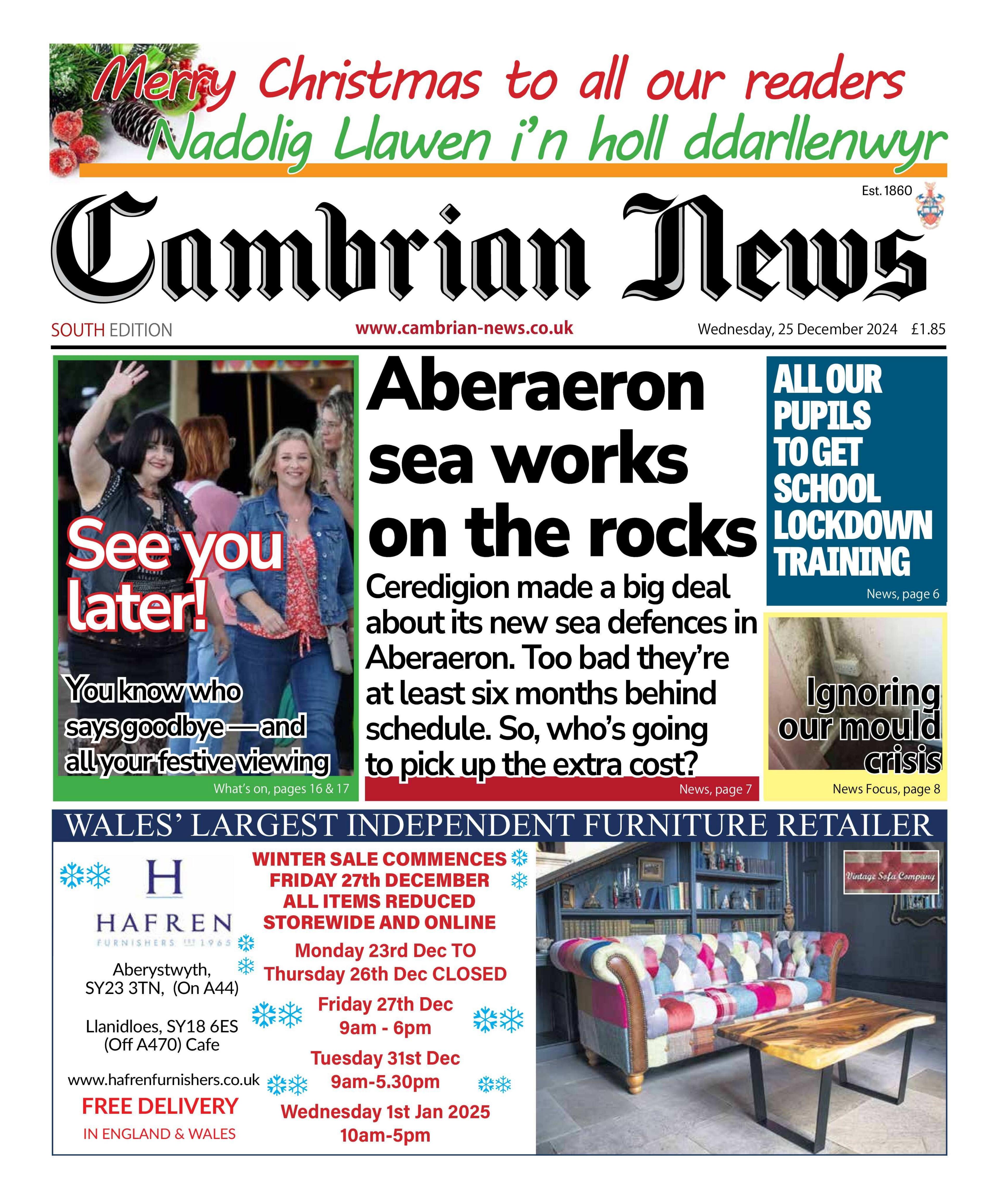 Front page of the Cambrian News