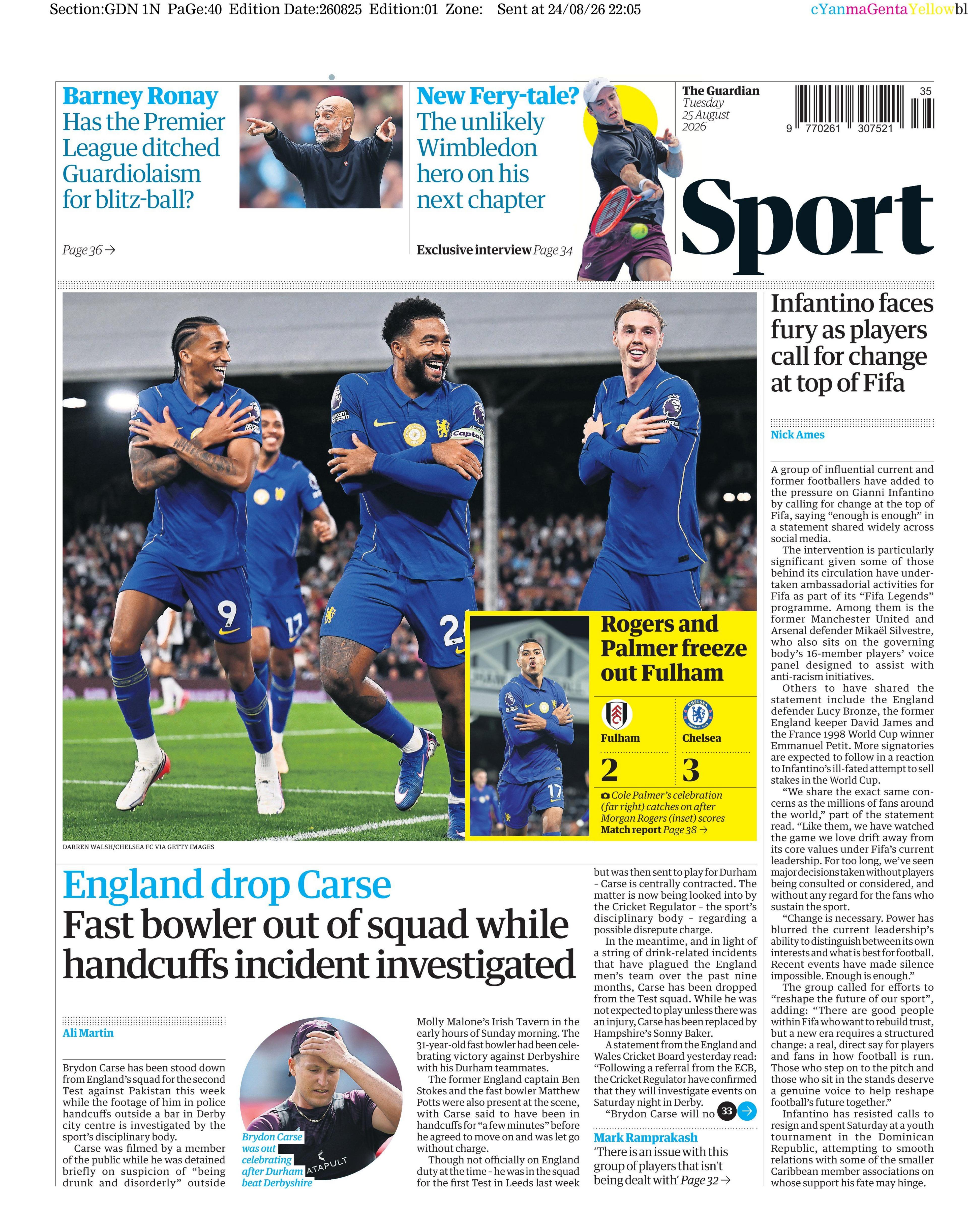 The Sport section of the Guardian newspaper