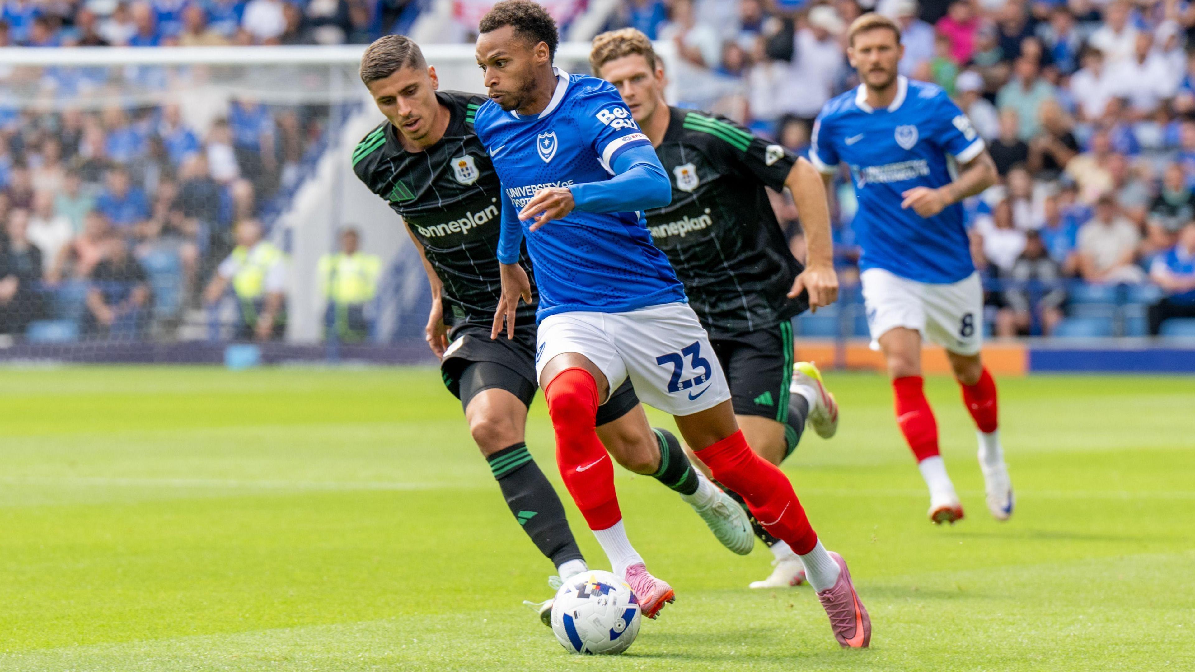 Josh Murphy in action for Portsmouth against PEC Zwolle in pre-season