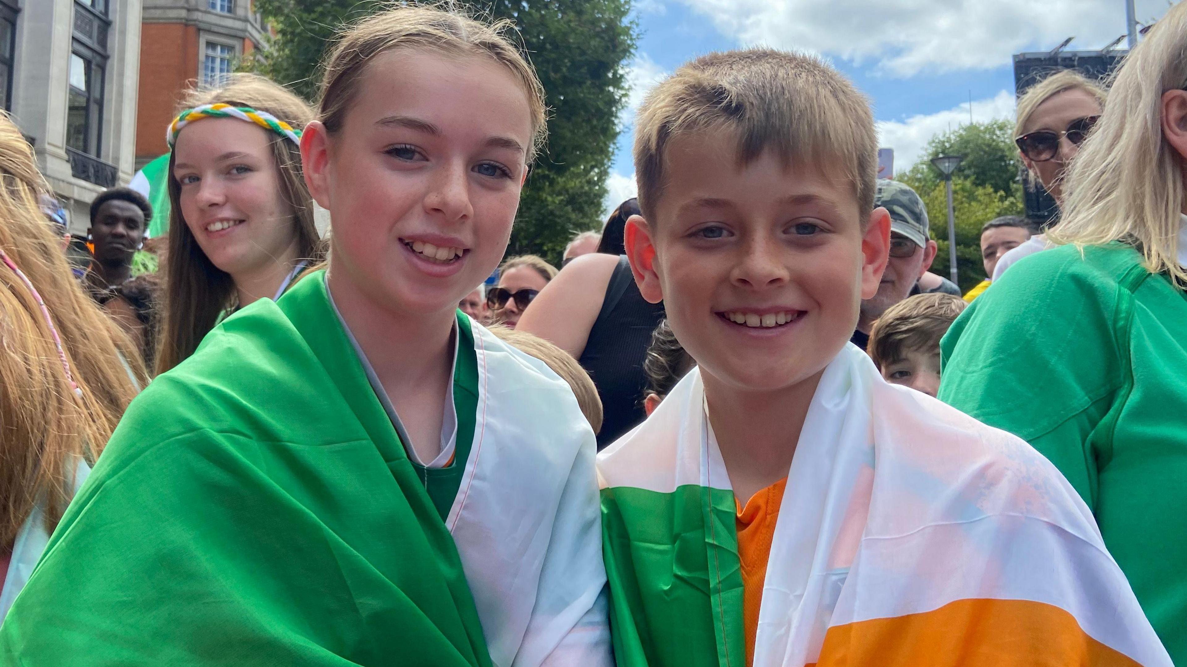 Two children, Cora-Jane and Riley, at the reception for Team Ireland