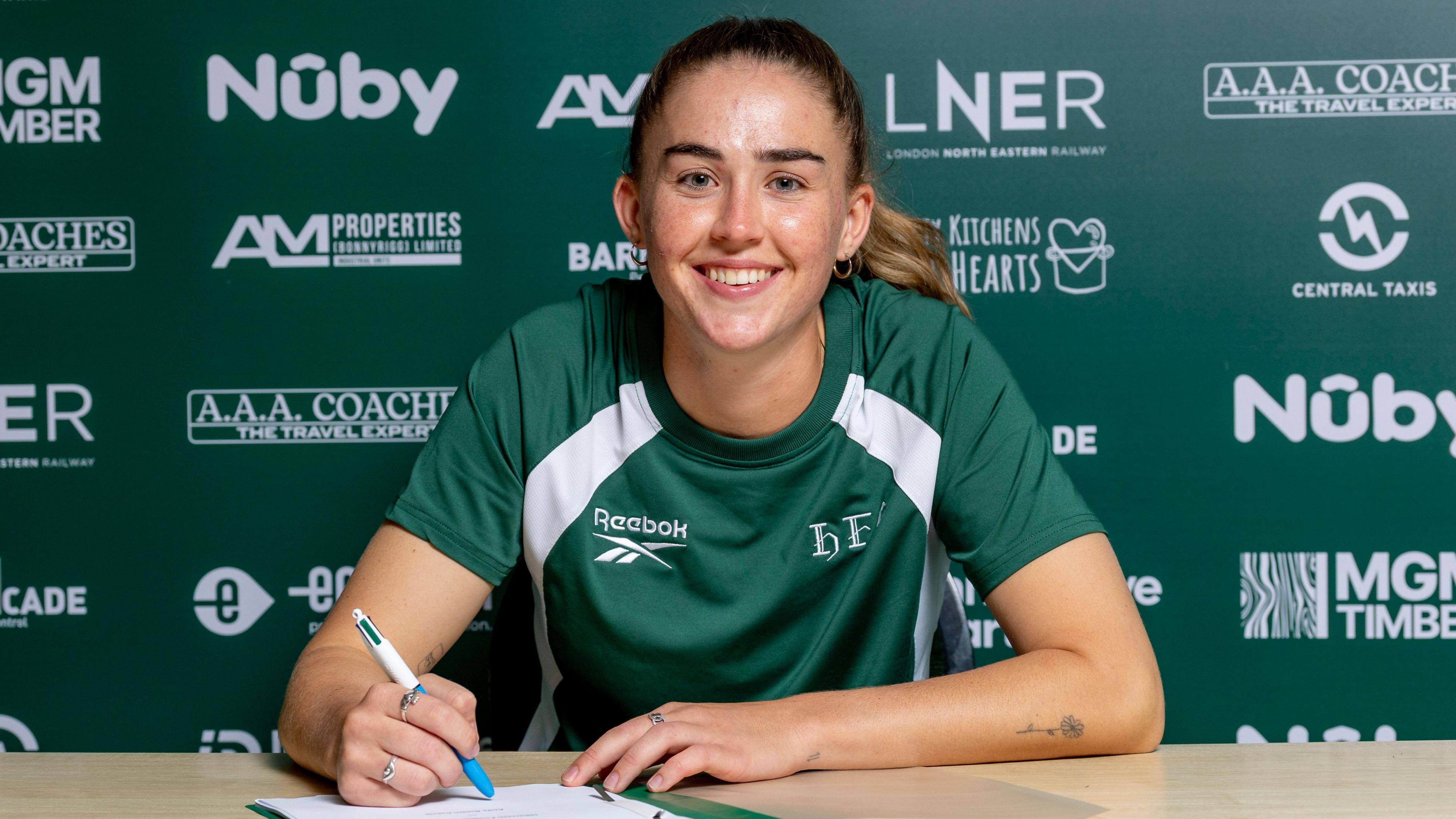 Aoife Colvill, who signed for Hibs this summer, scored four goals on her debut