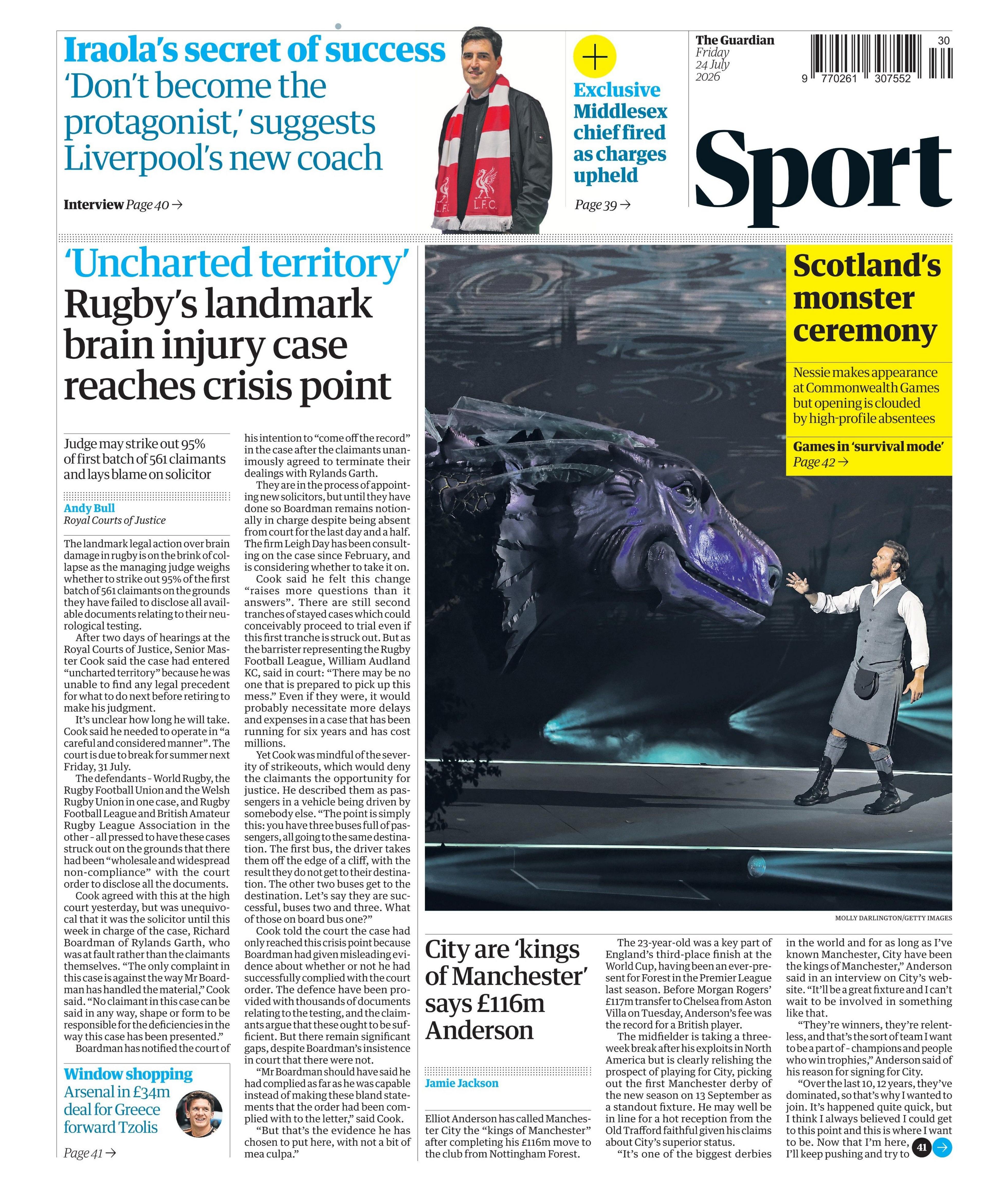 Guardian sports section