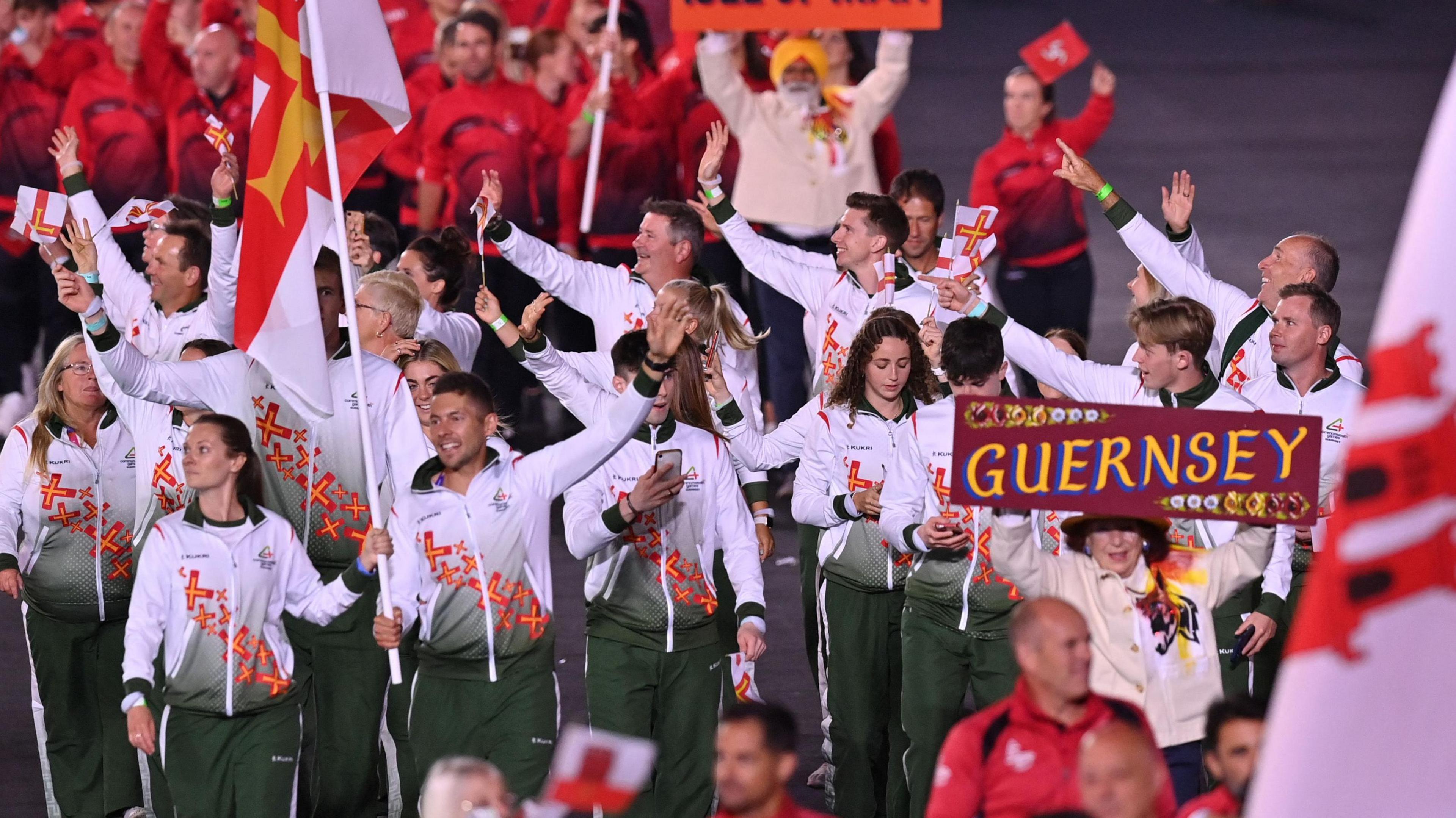 Guernsey's team at the 2022 Commonwealth Games opening ceremony