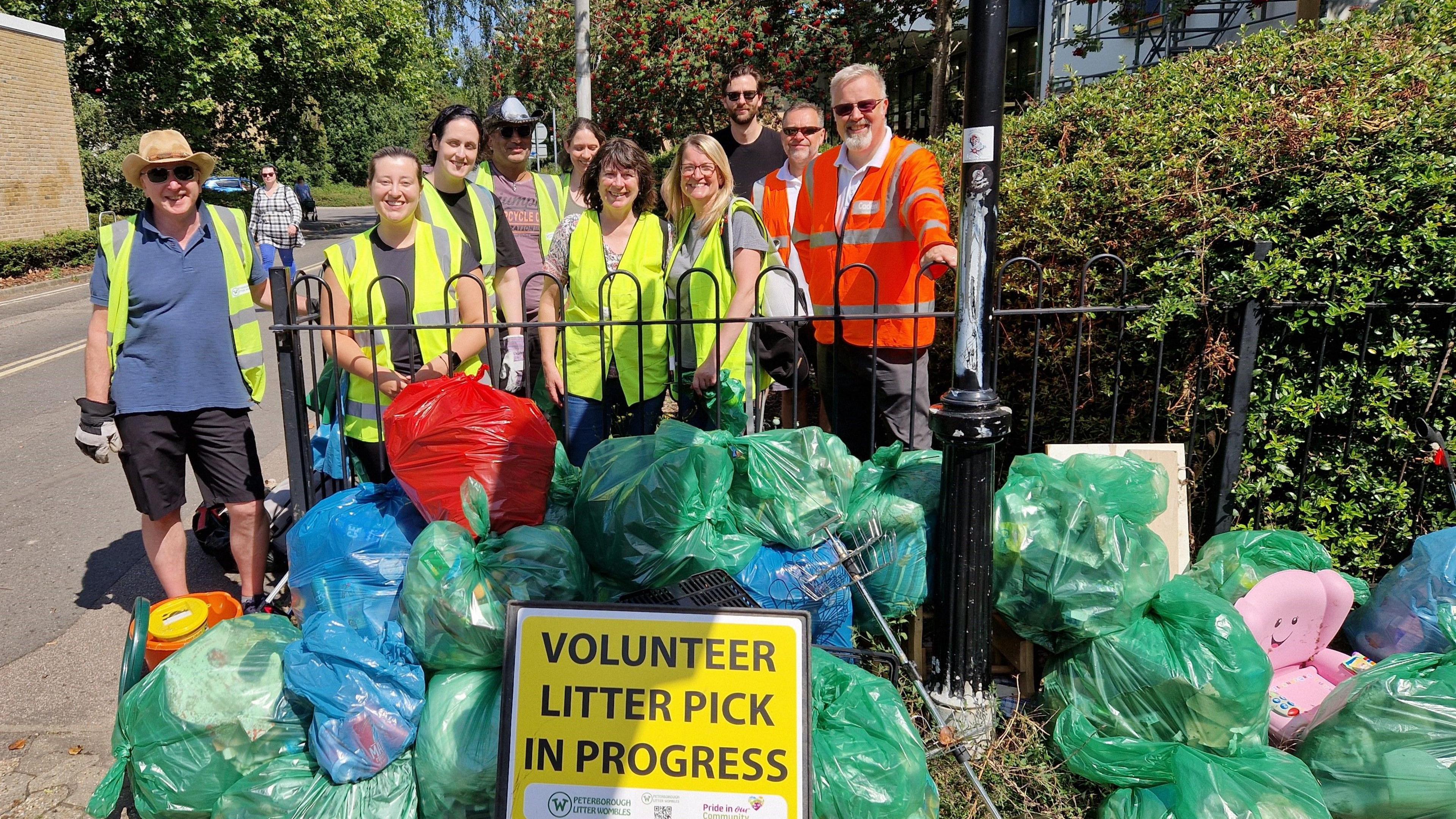 Volunteers with Litter picked items 