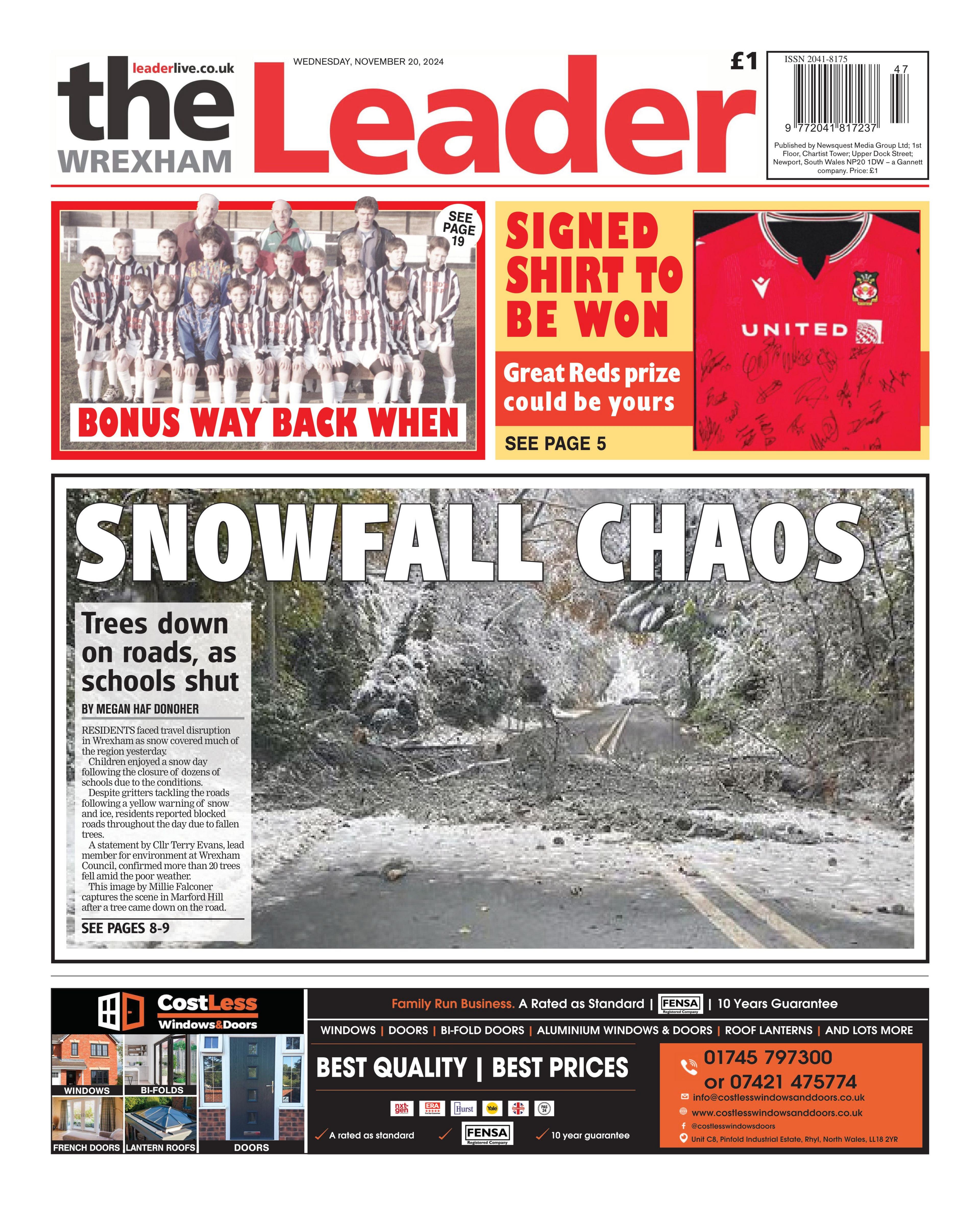 Front page of the Wrexham Leader