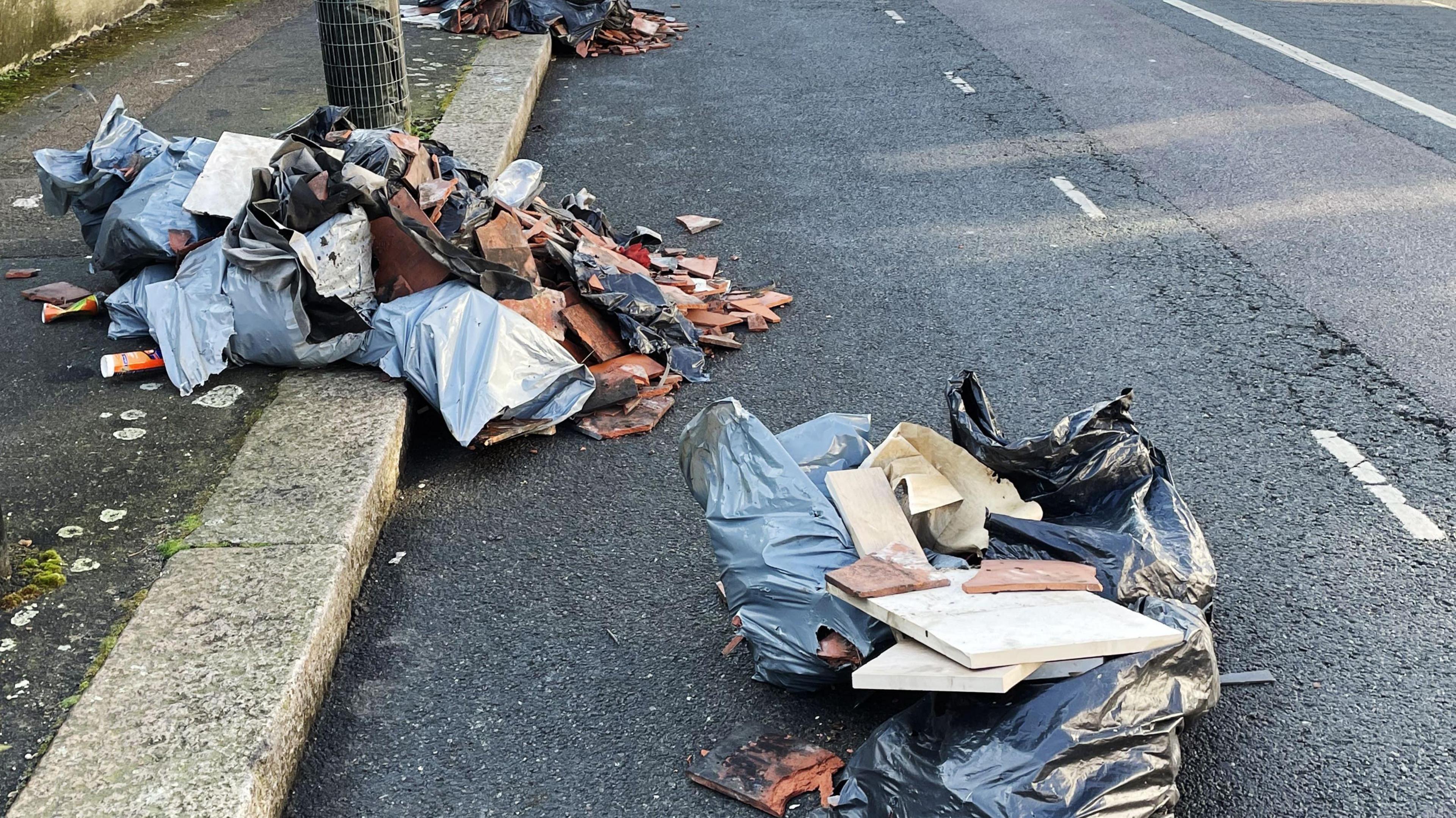 Fly-tipping on an urban street