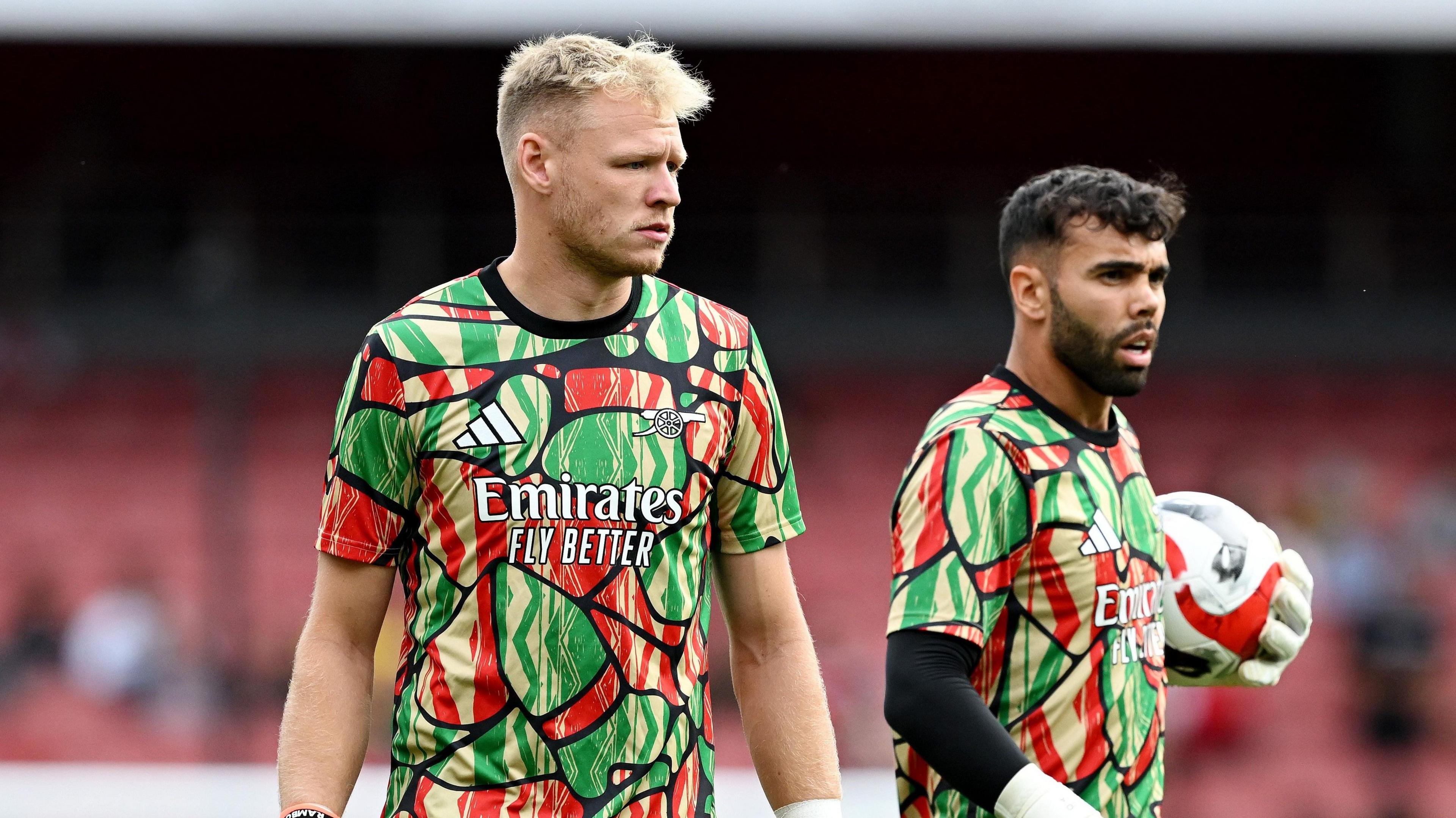 Aaron Ramsdale and David Raya training with Arsenal