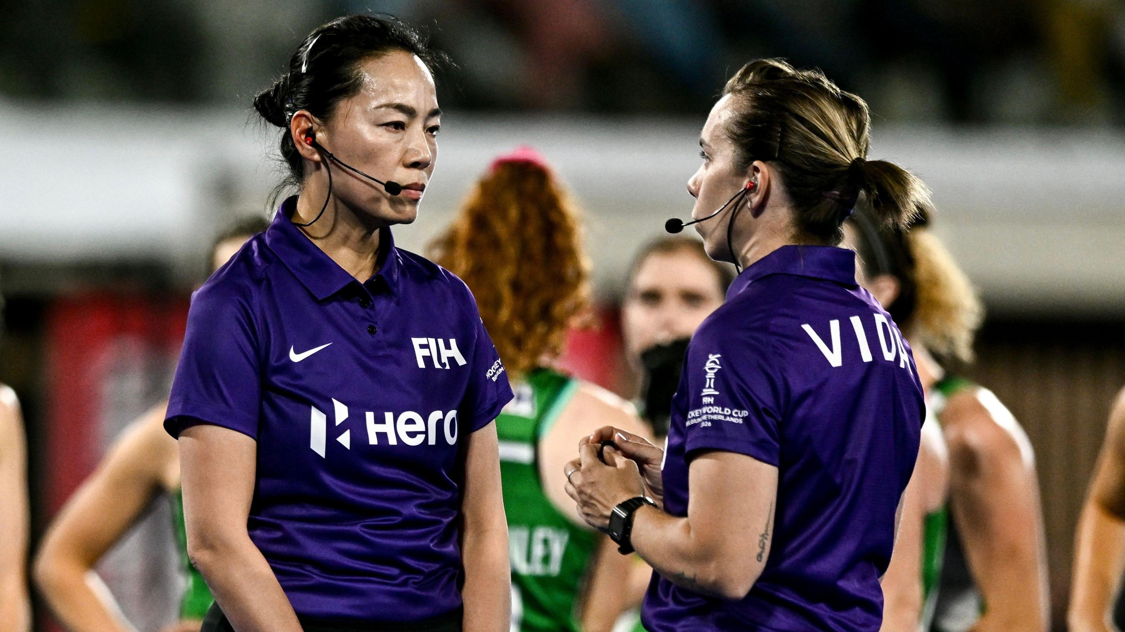 Umpires confer before reversing award of penalty stroke