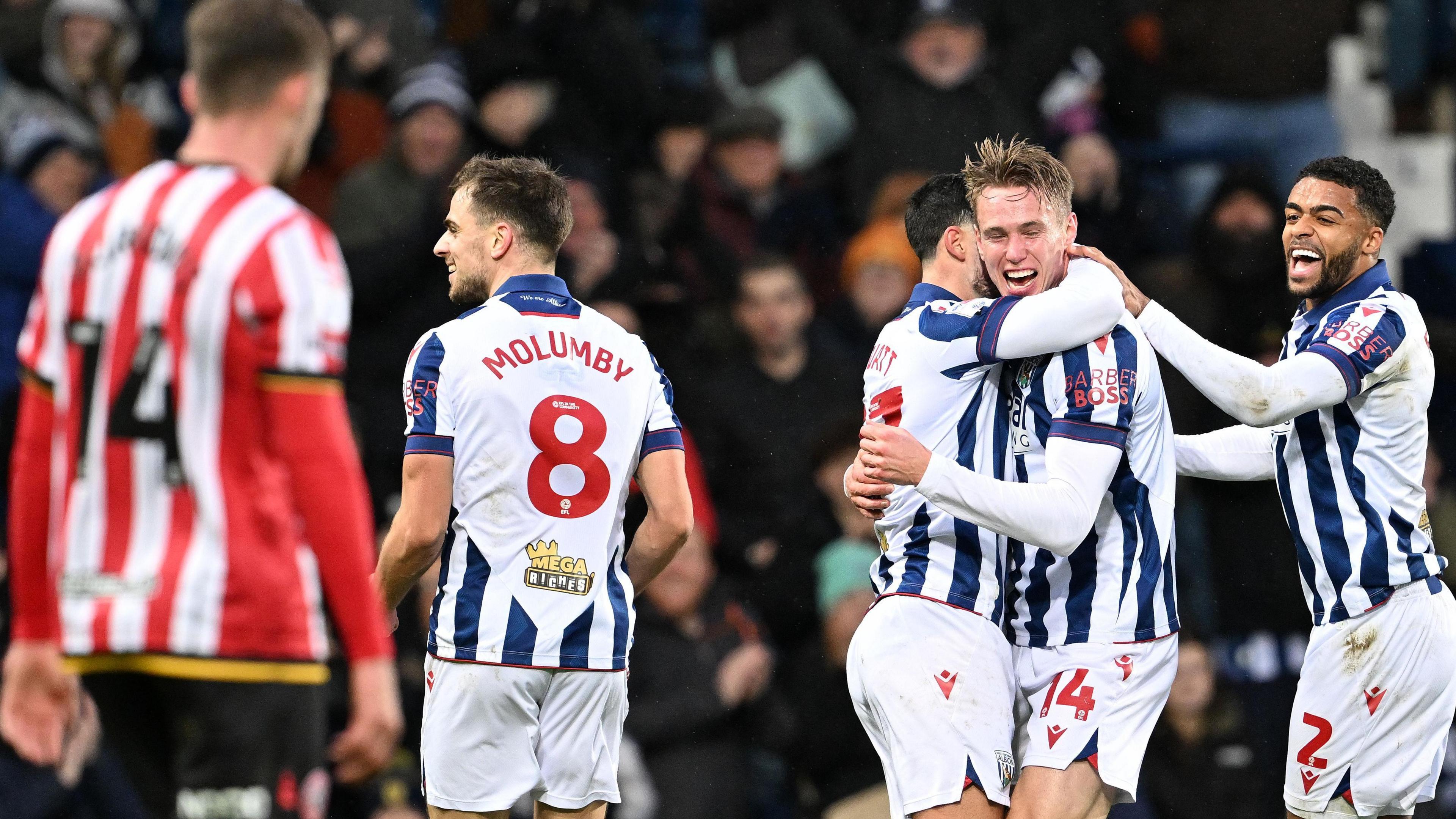 Torbjorn Heggem celebrates his first goal for West Bromwich Albion