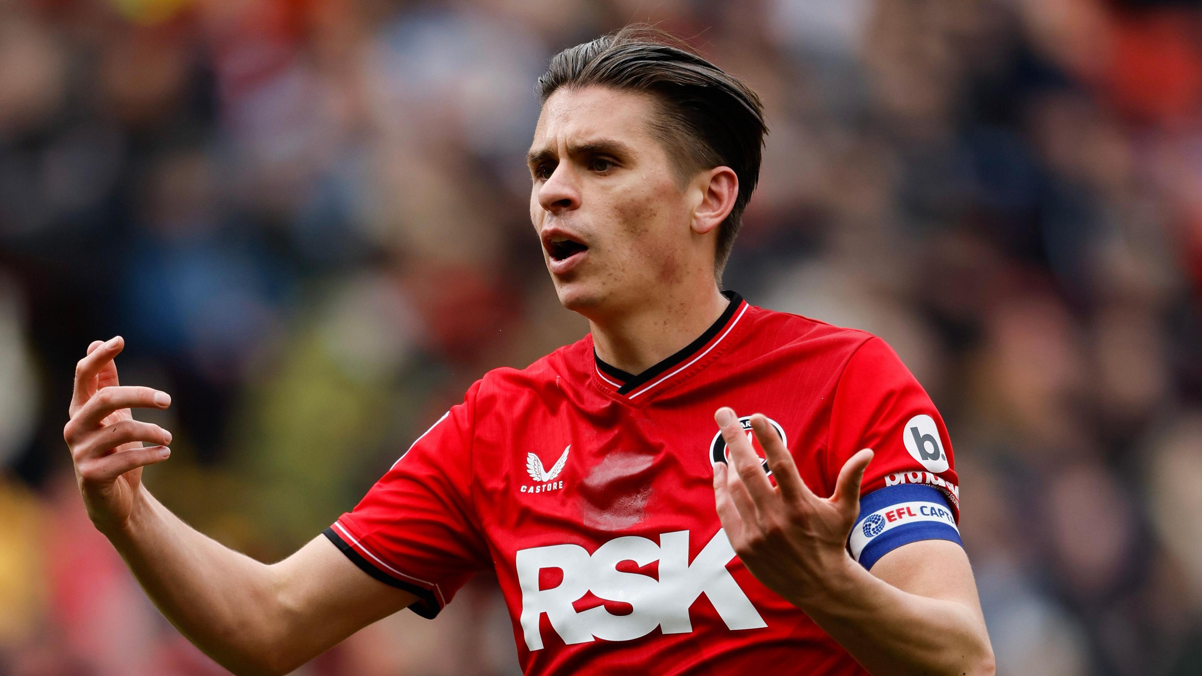 George Dobson in action for Wrexham