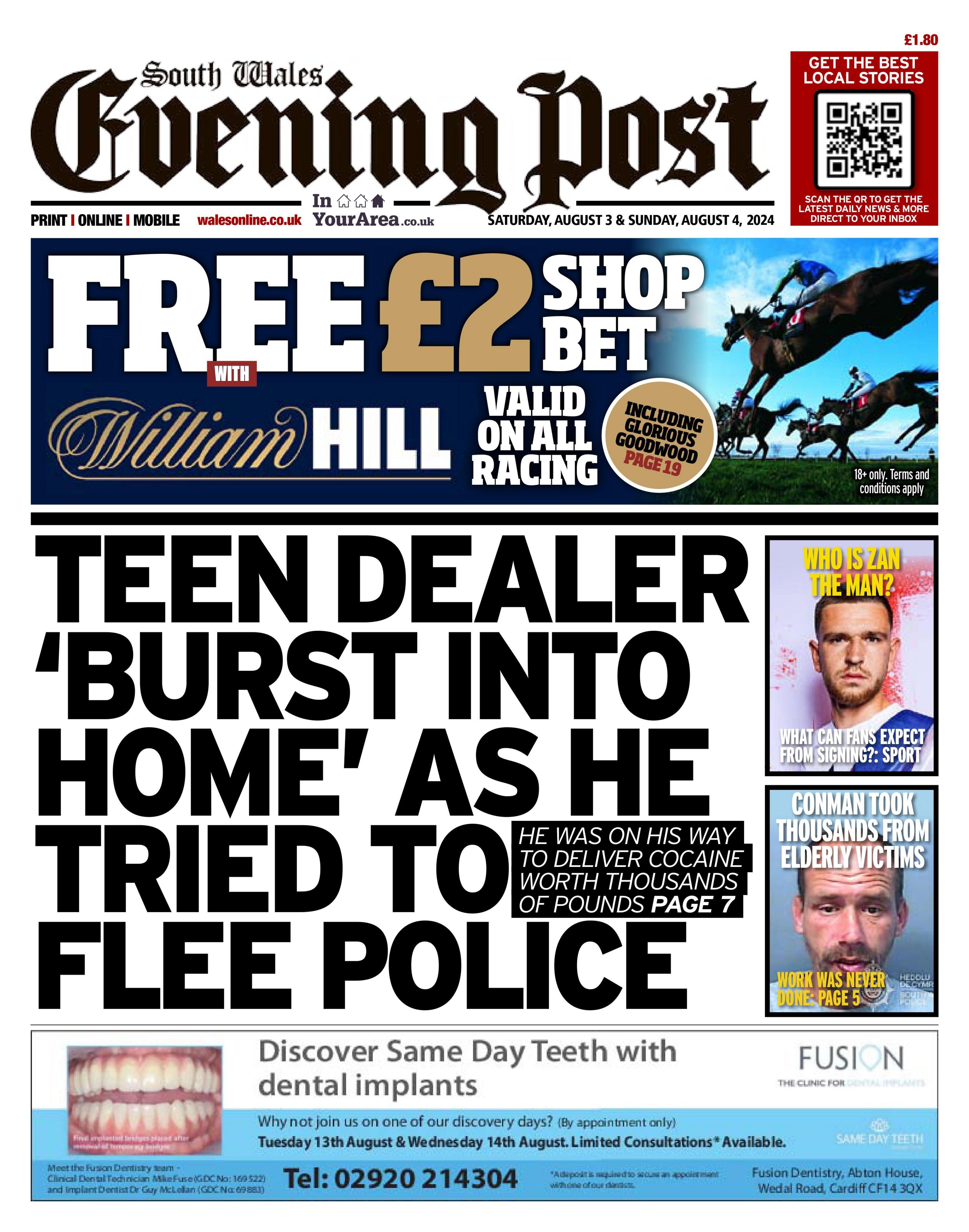 South Wales Evening Post front page