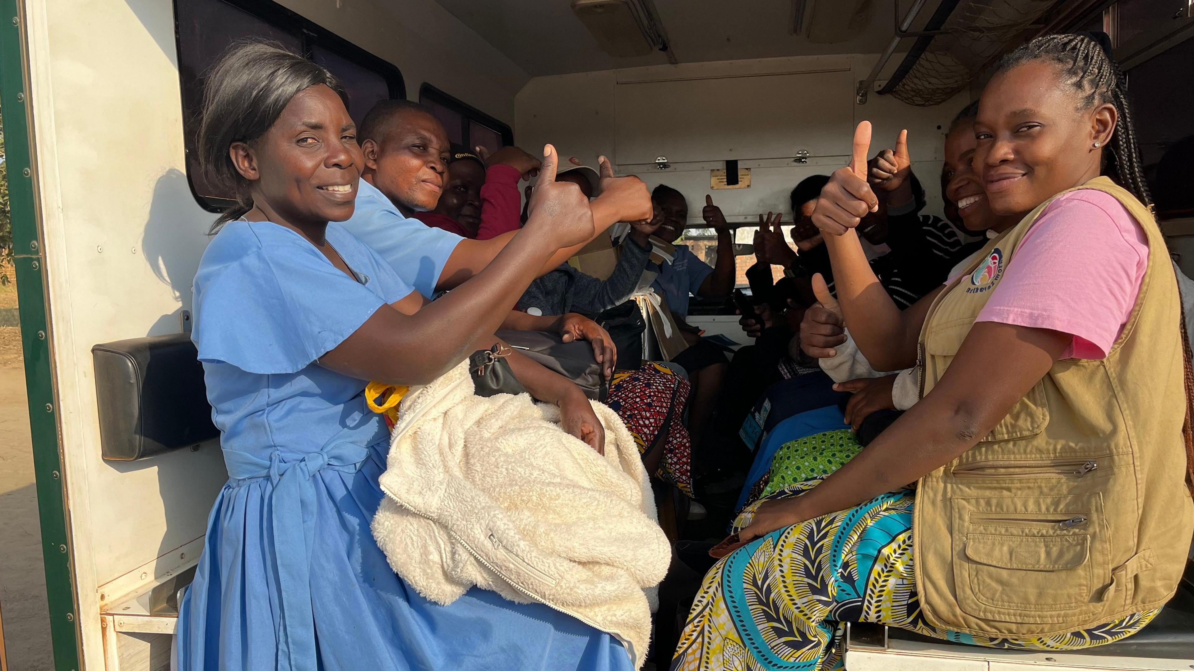 Staff sit in an ambulance which enables them to travel to remote communities