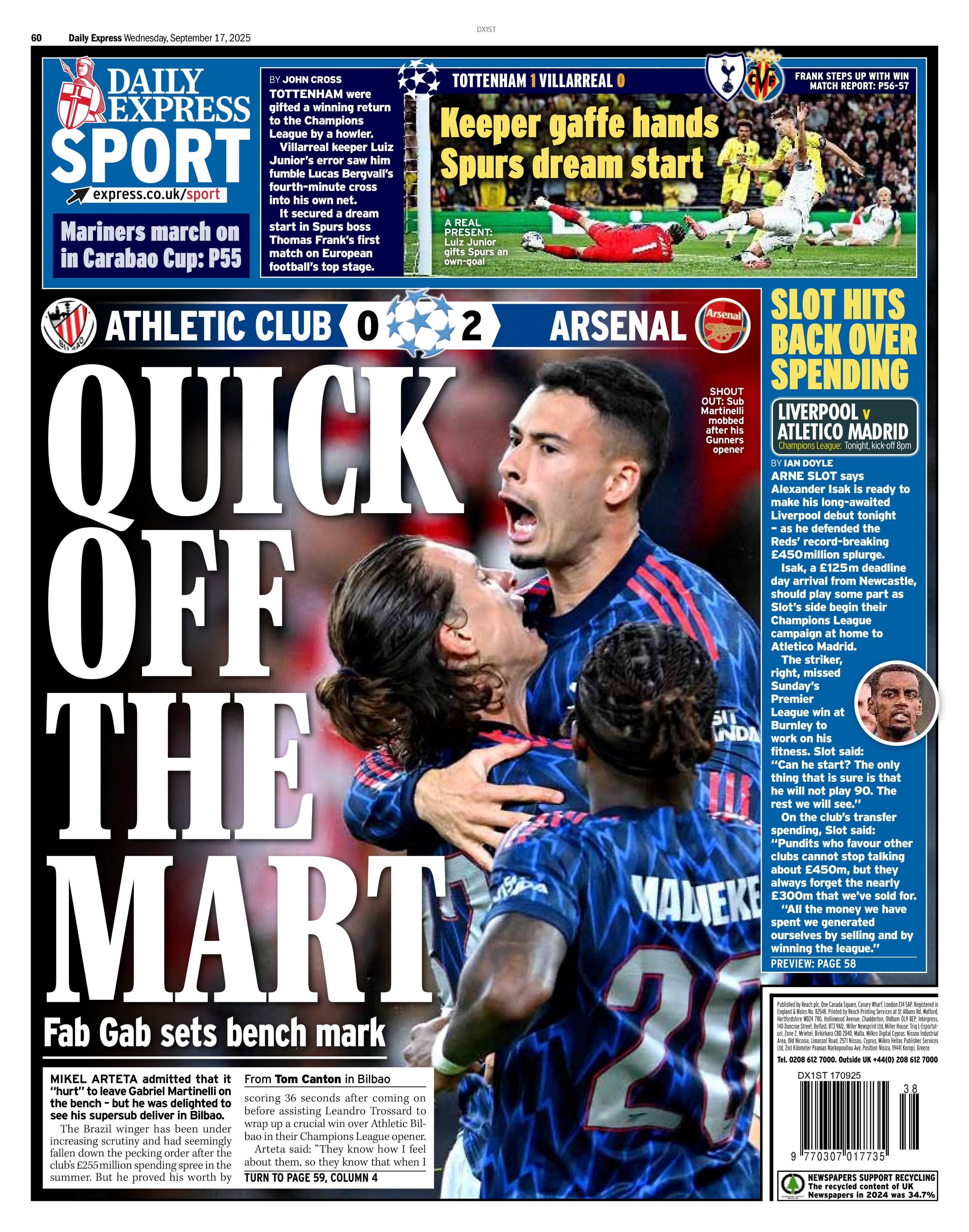 Daily Express back page