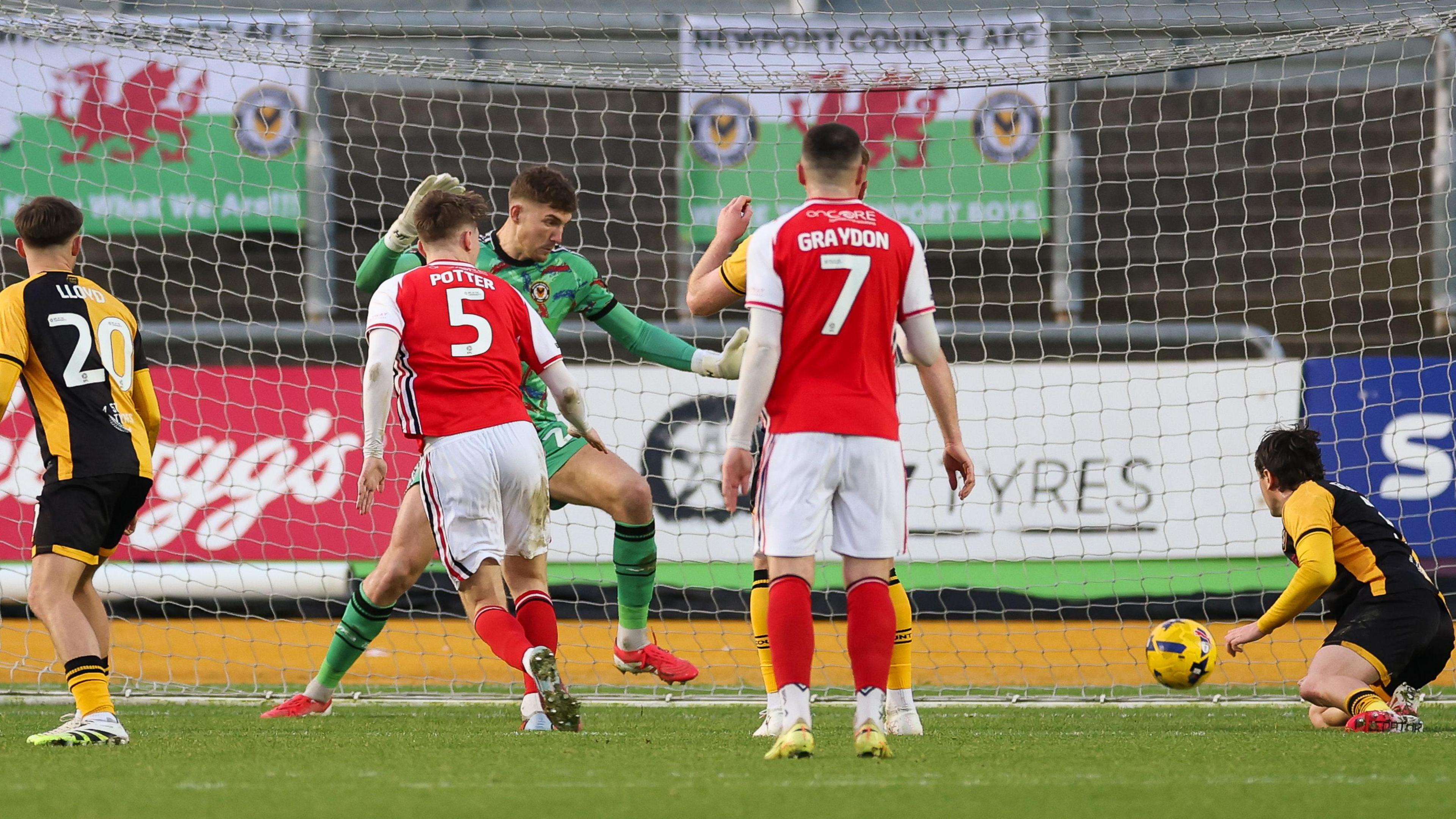 Newport County concede a goal to Fleetwood at Rodney Parade