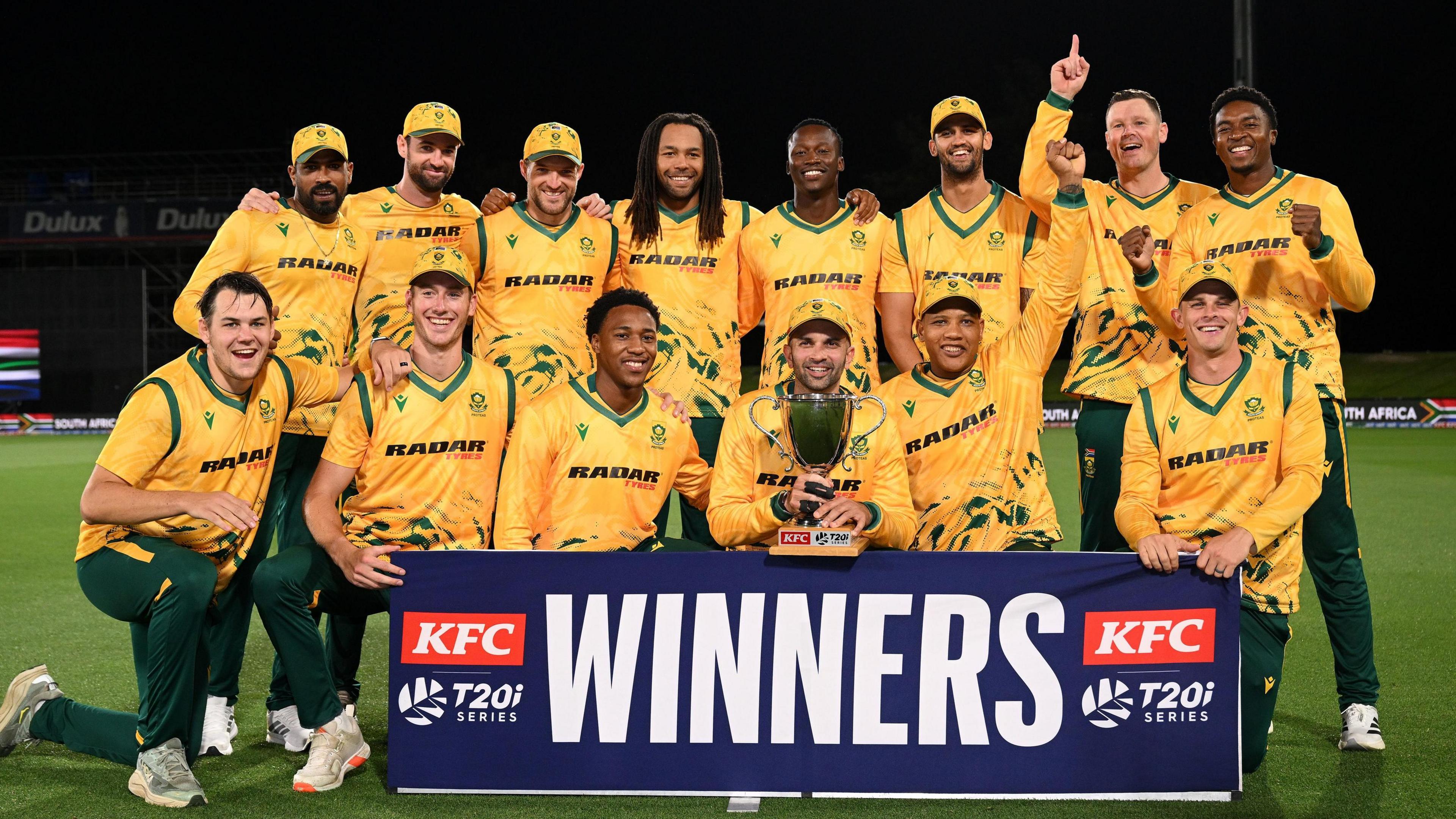 South Africa with the T20 series trophy