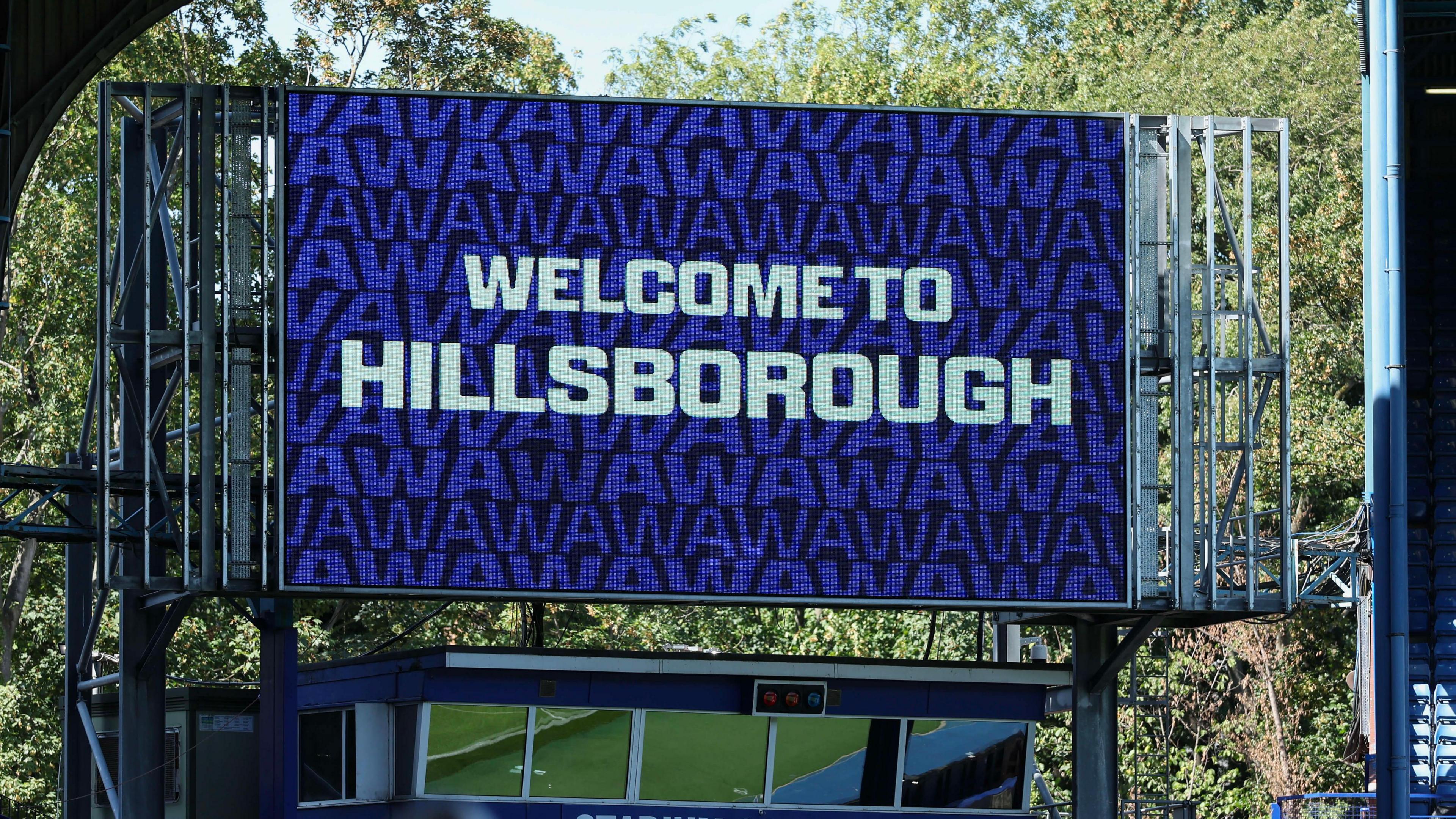One of the big screens at Sheffield Wednesday's Hillsborough Stadium home