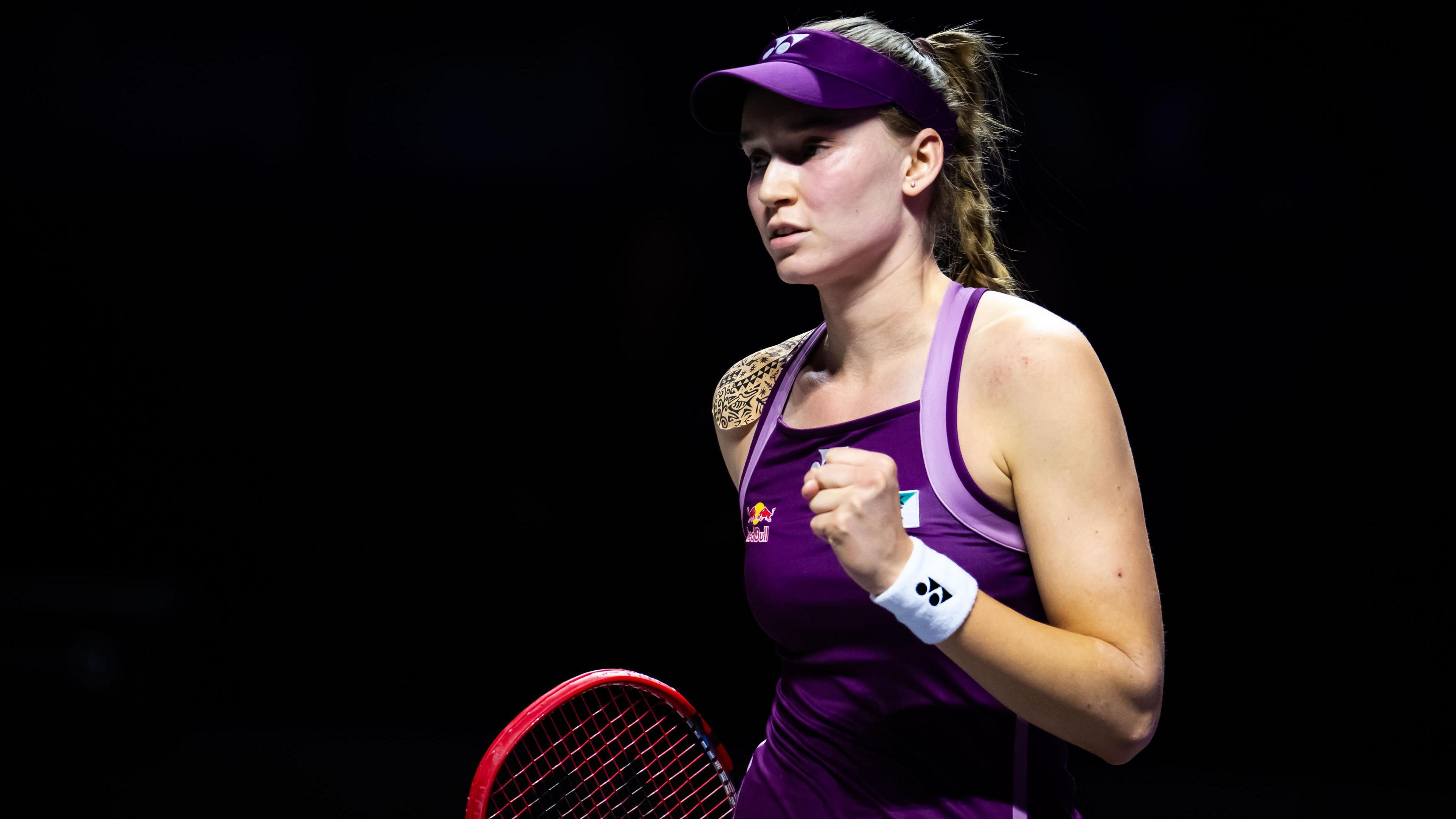 Elena Rybakina clenches her fist in celebration