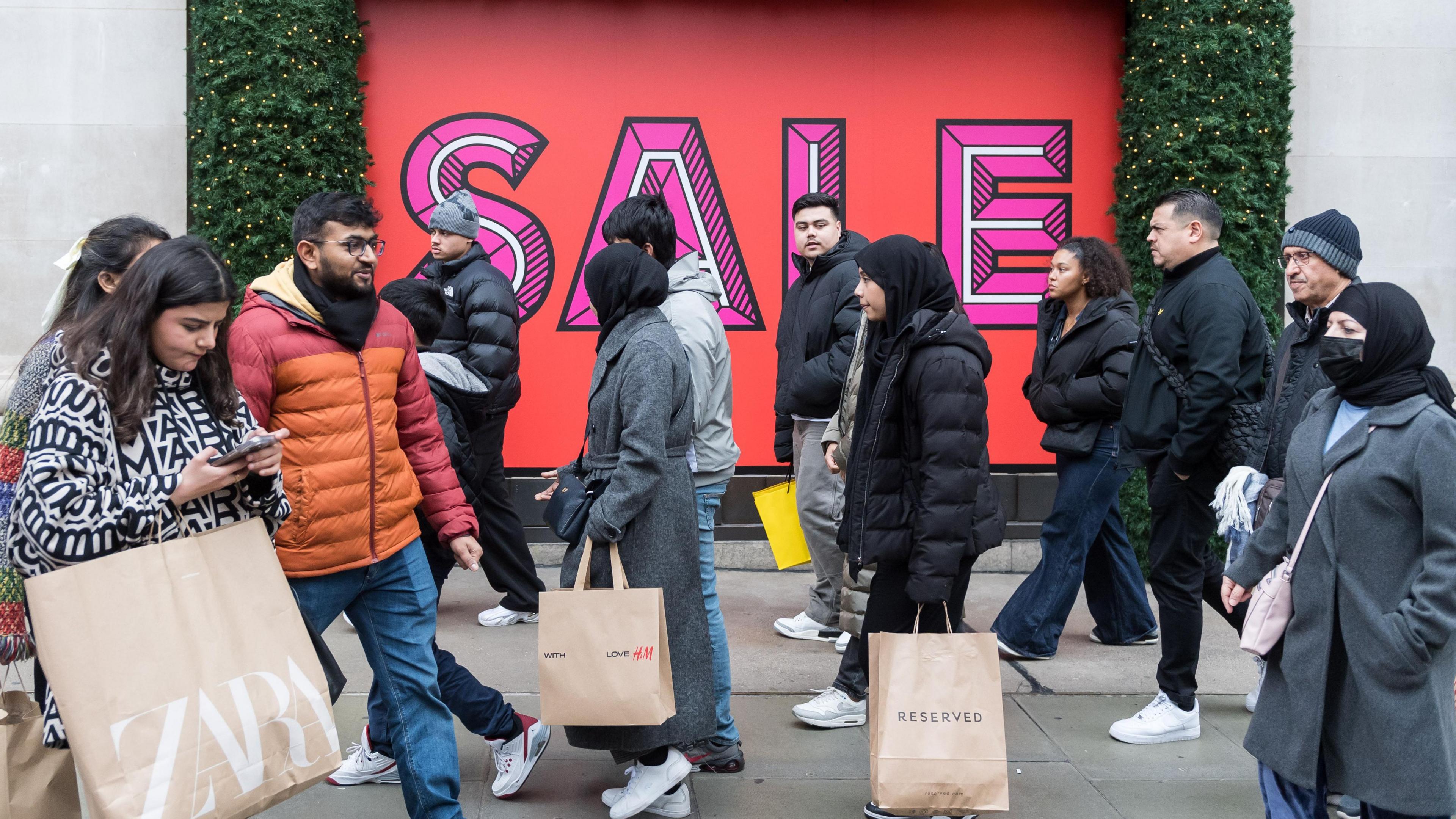 Shoppers in central London on Boxing Day 2024.