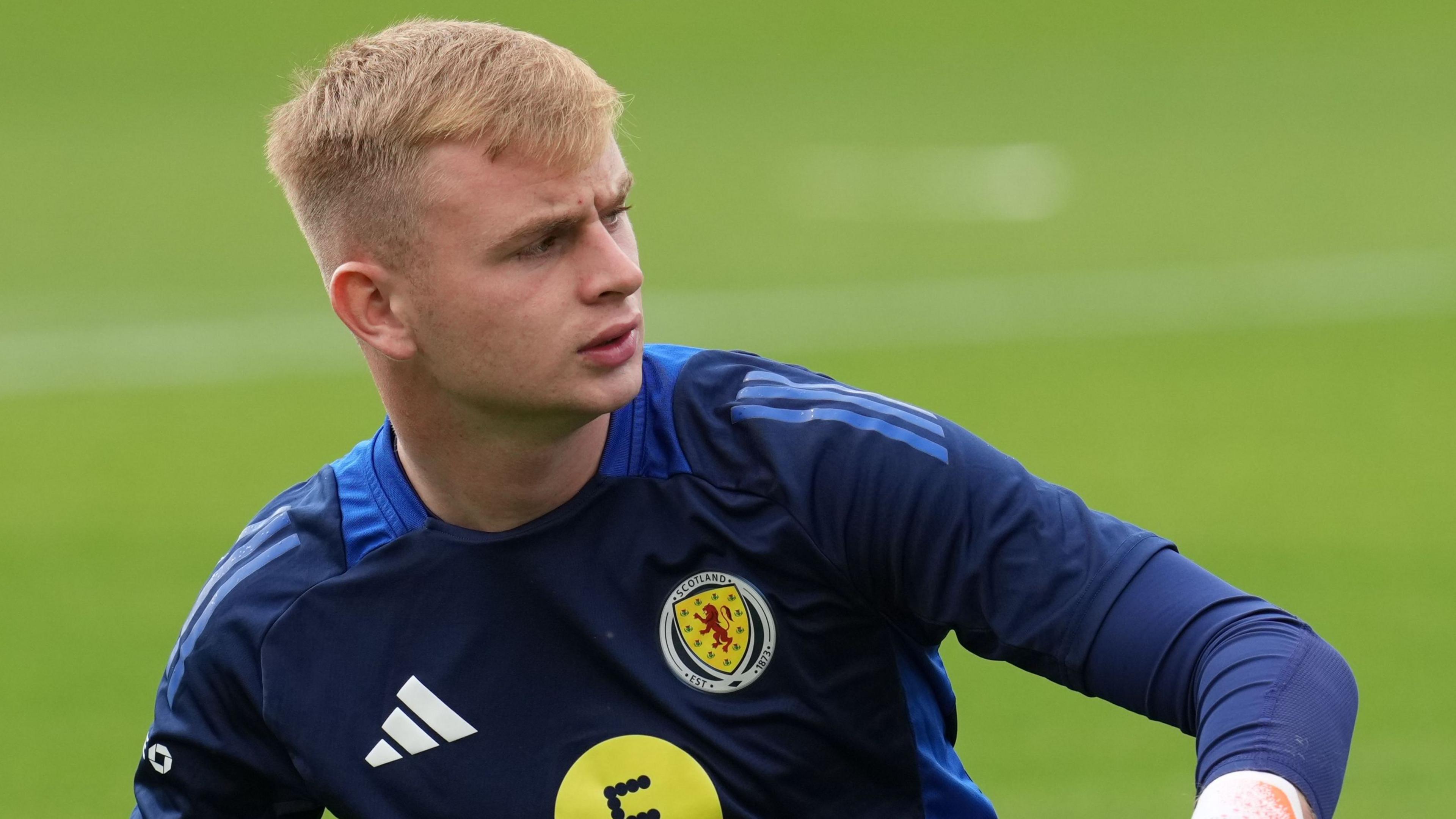 Scotland Under-21 goalkeeper Rory Mahady in training