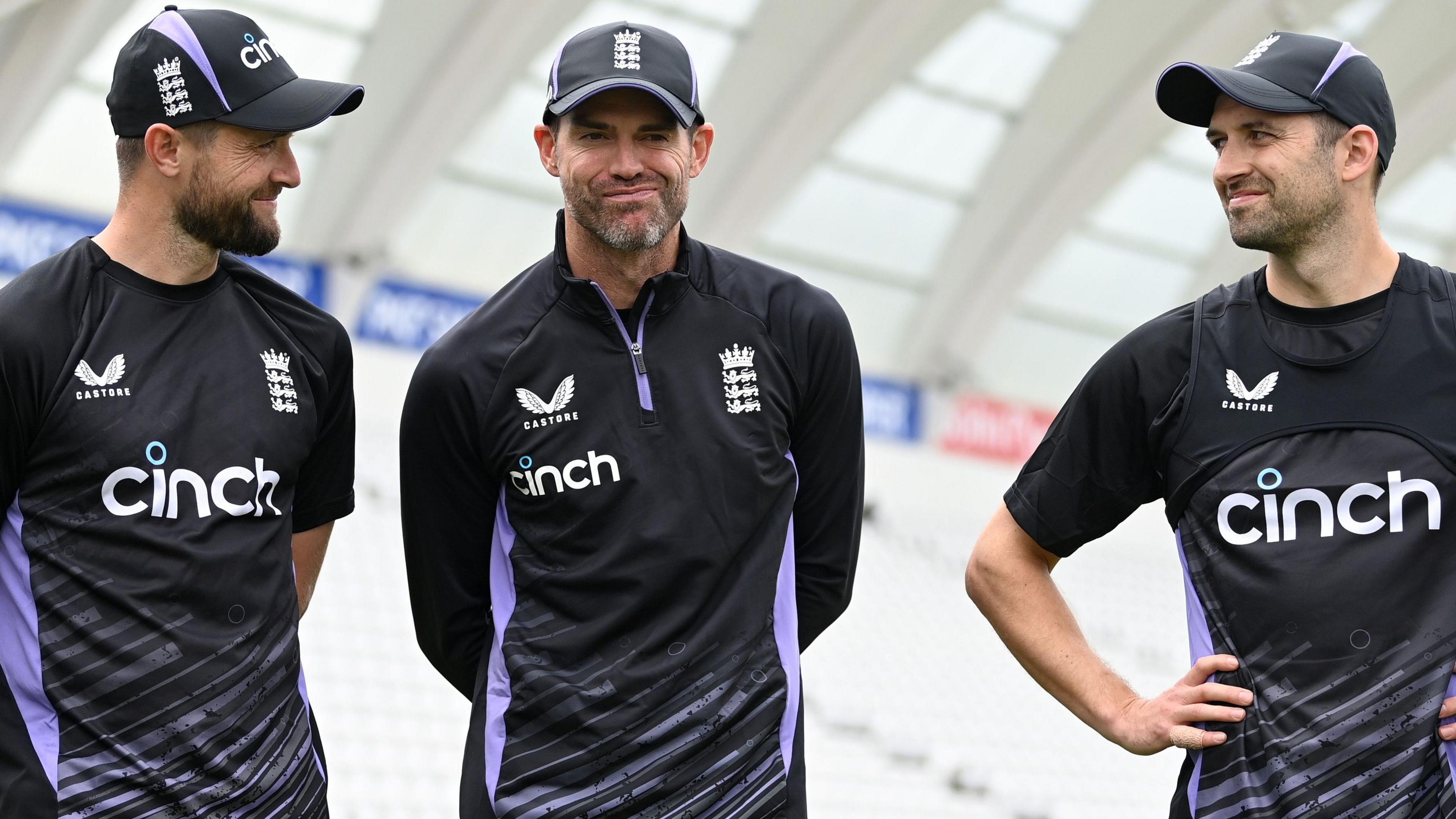 Chris Woakes, James Anderson and Mark Wood