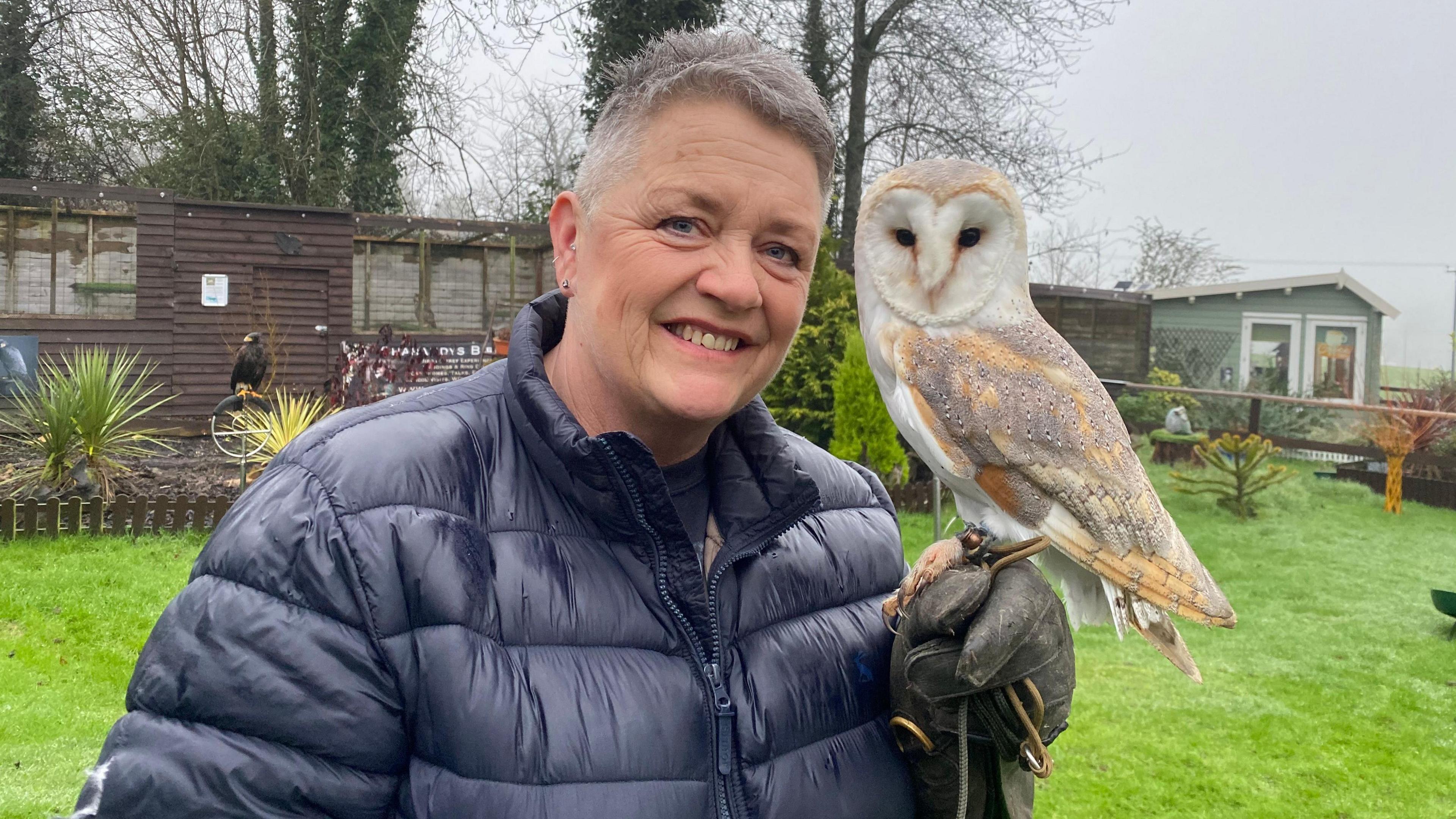 Sharandys owner Sharon Cox with a barn owl