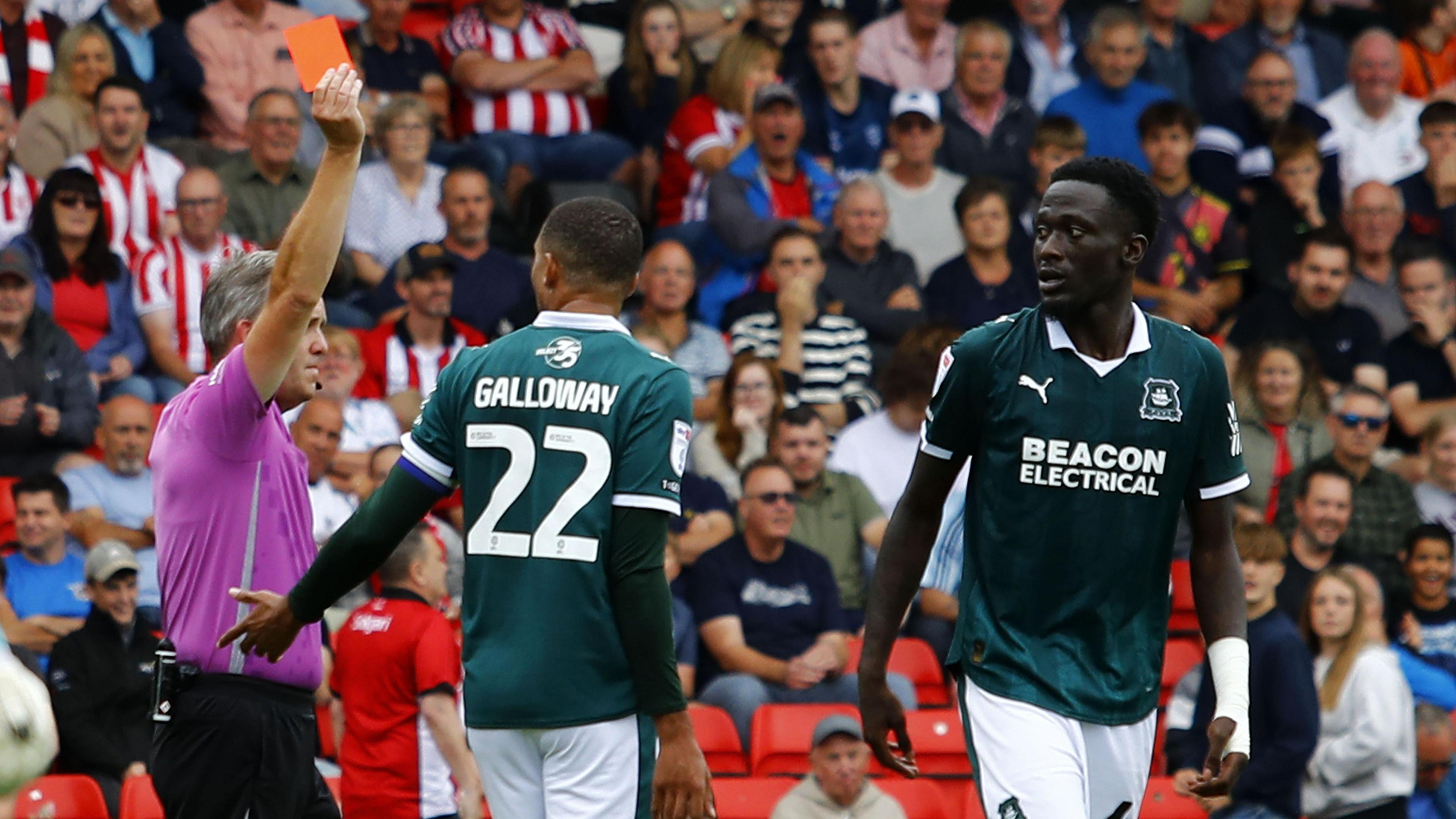 Brendan Wiredu is sent off