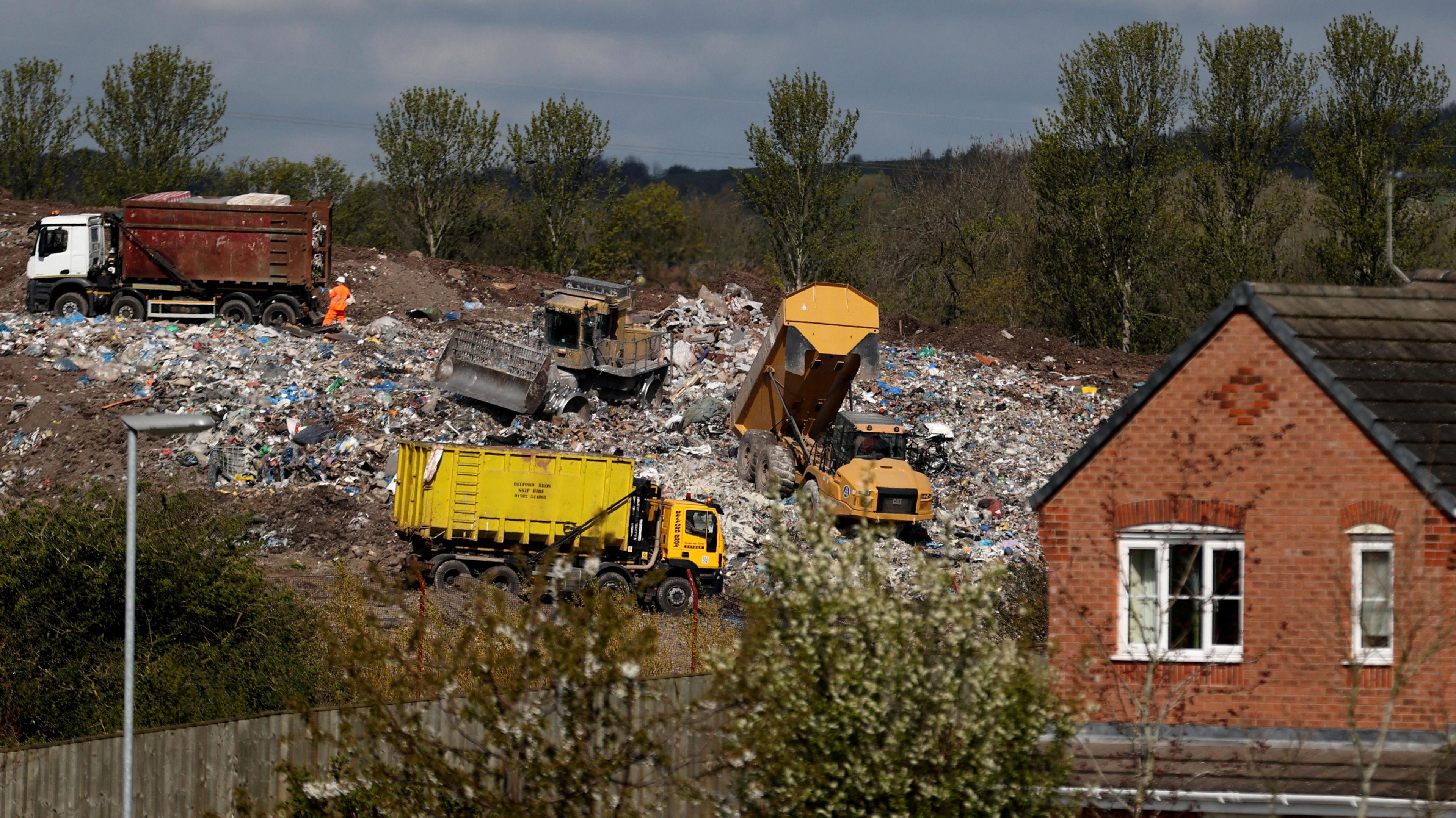 Lorries working on Walleys Quarry near homes