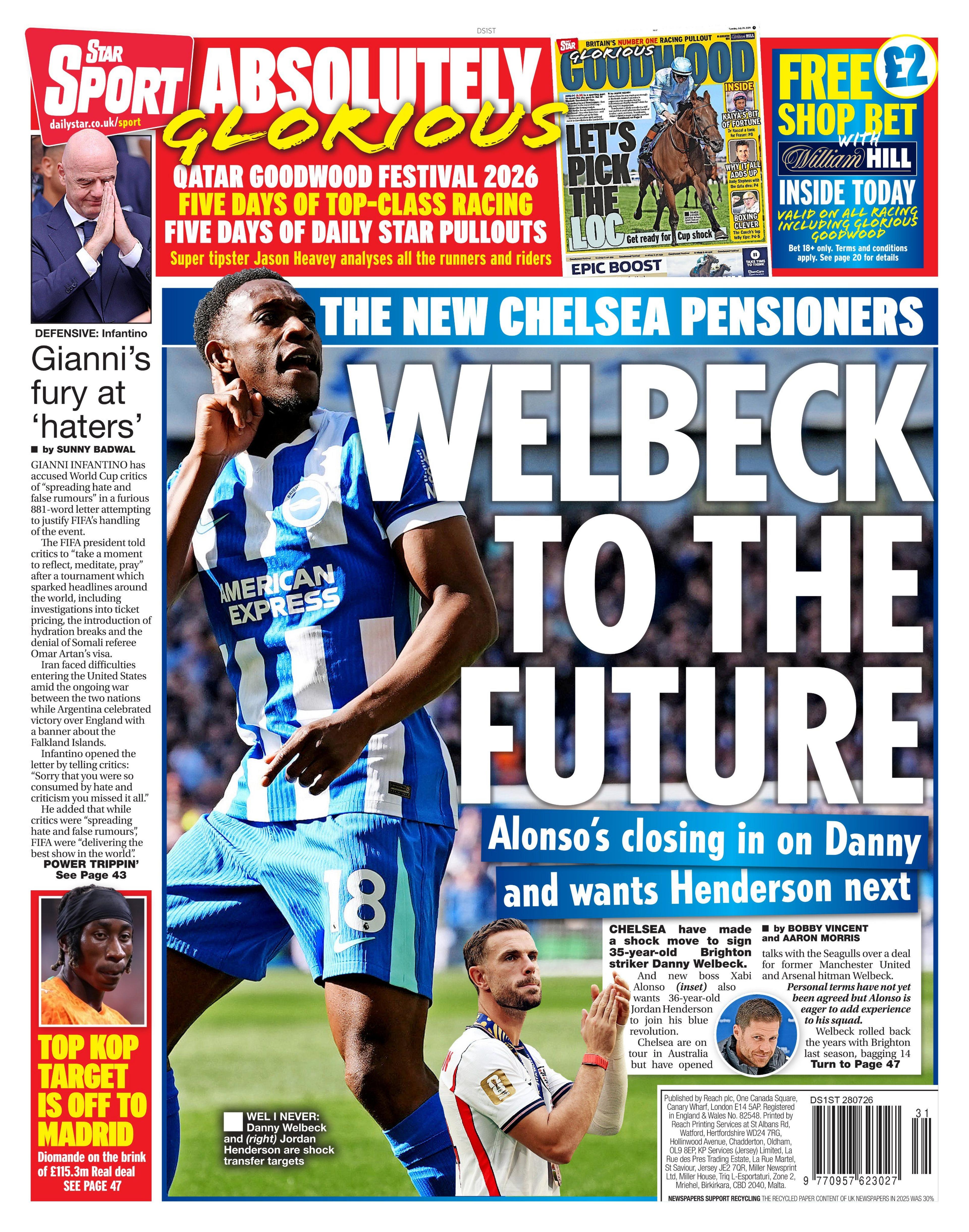 Back page of the Daily Star on 28 July 2026