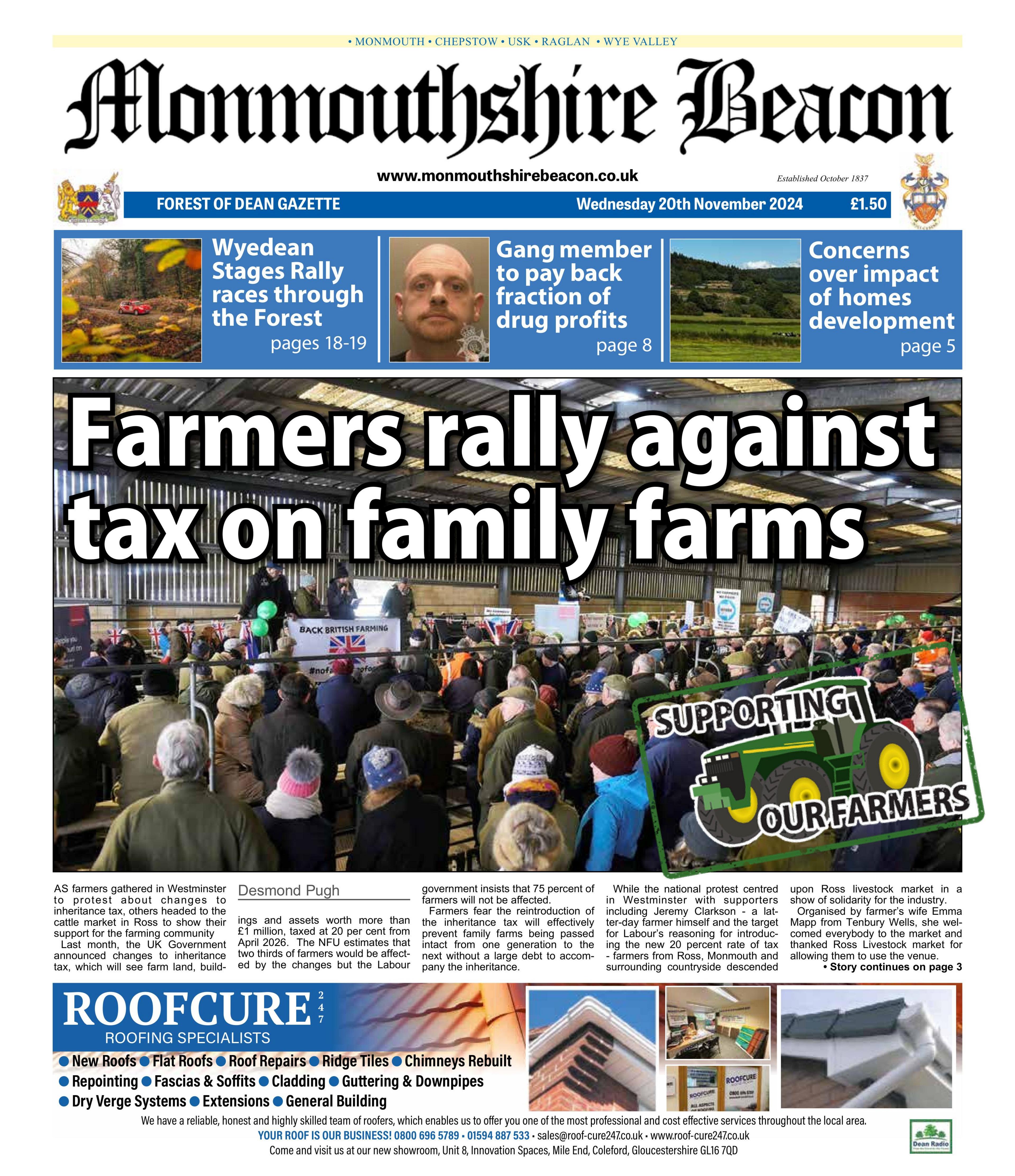 Front page of the Monmouthshire Beacon