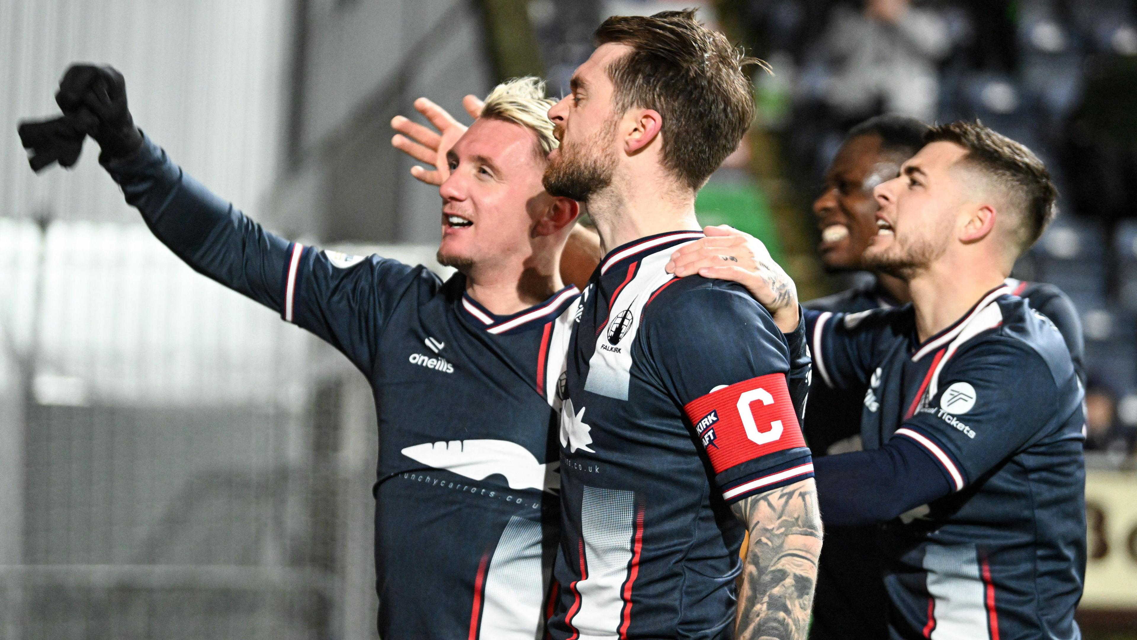 Falkirk's Callumn Morrison celebrates scoring to make it 1-0 during a Championship match between Falkirk and Hamilton Academical at The Falkirk Stadium