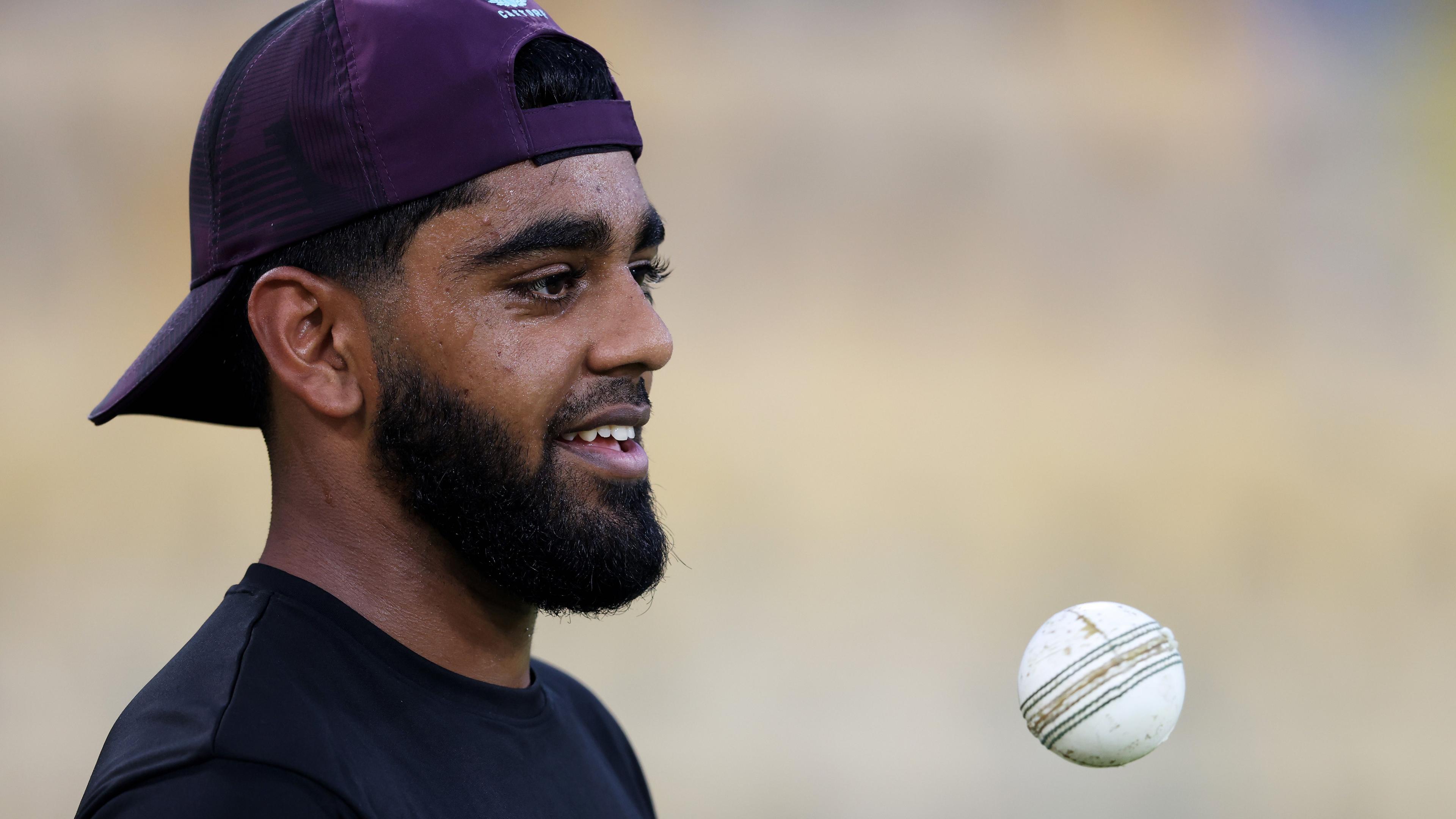 Rehan Ahmed in an England training session