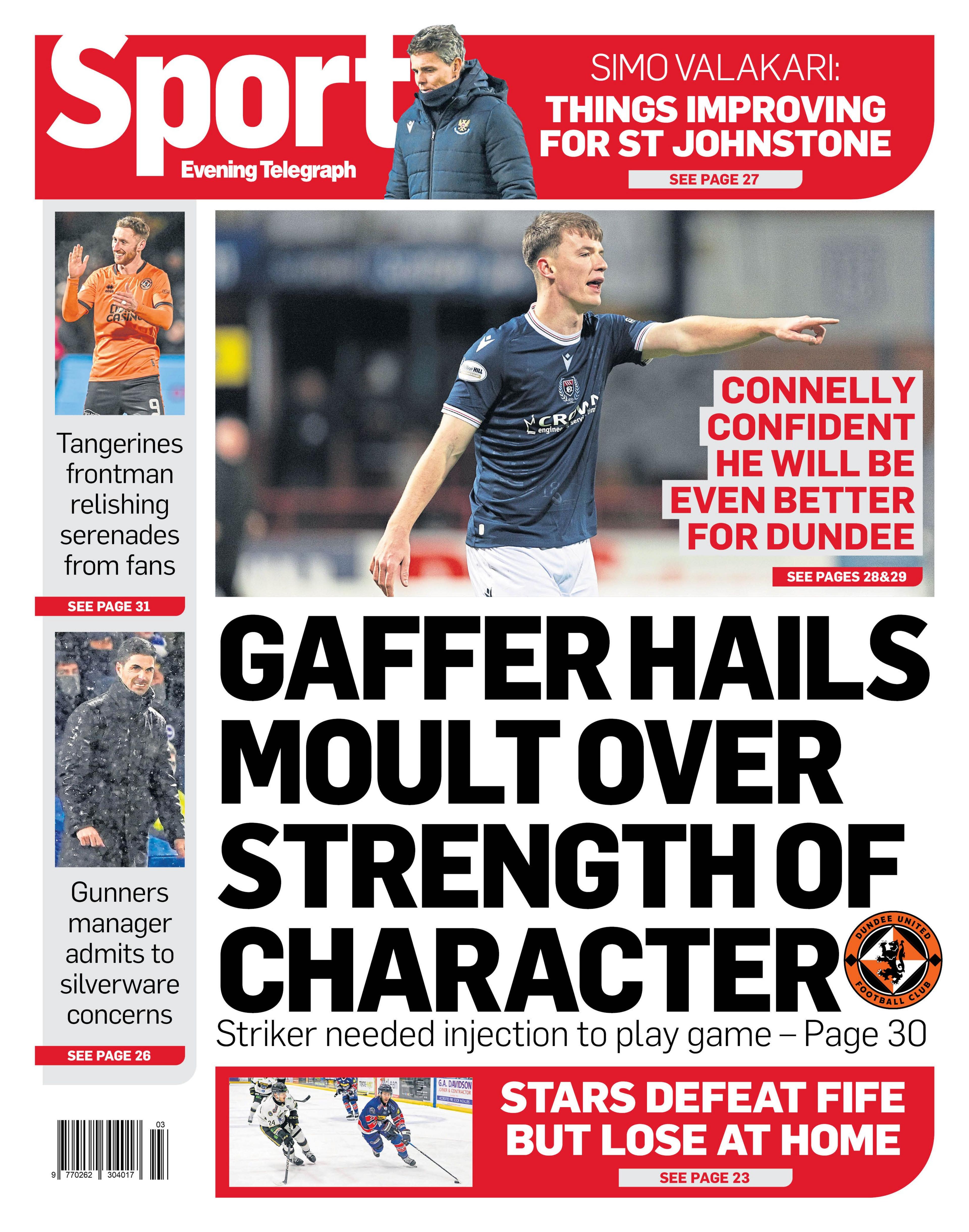 The back page of The Evening Telegraph, Monday January 13