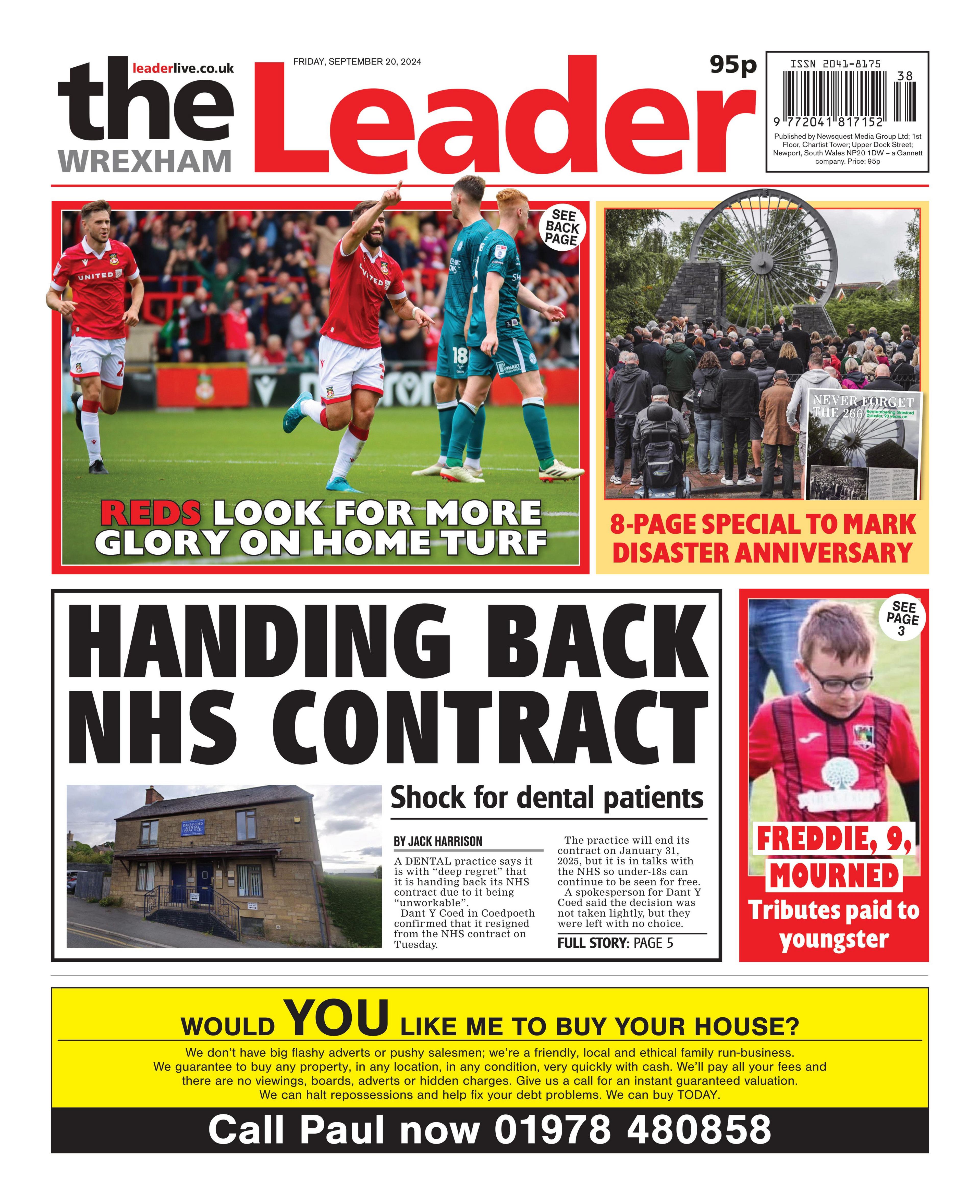 Front page of Wrexham Leader