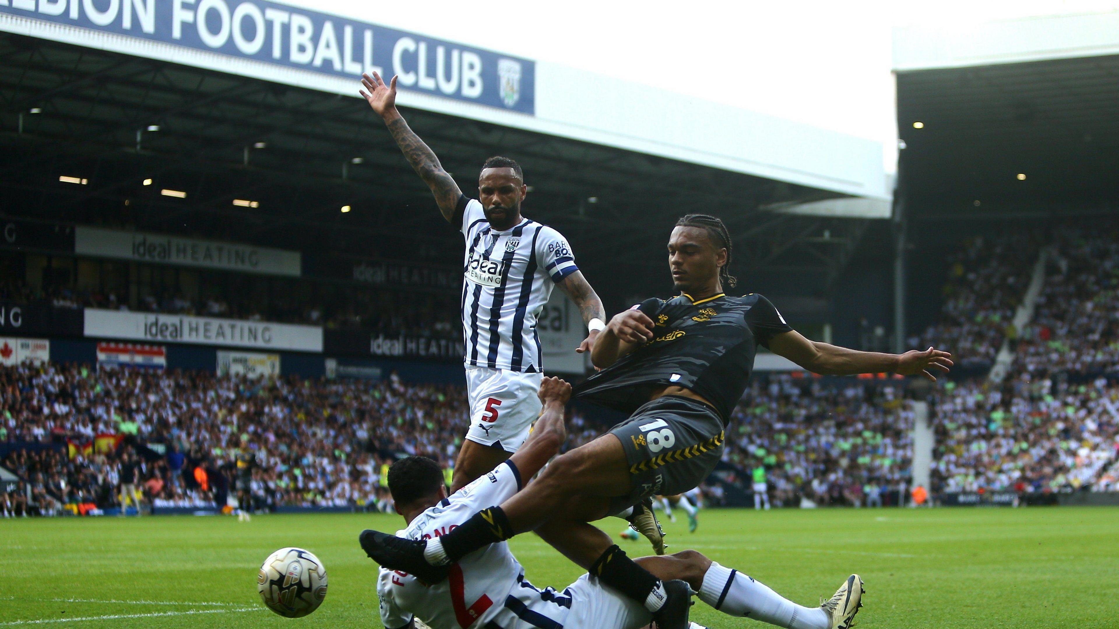 WBA defender Darnell Furlong and Saints midfielder Sékou Mara