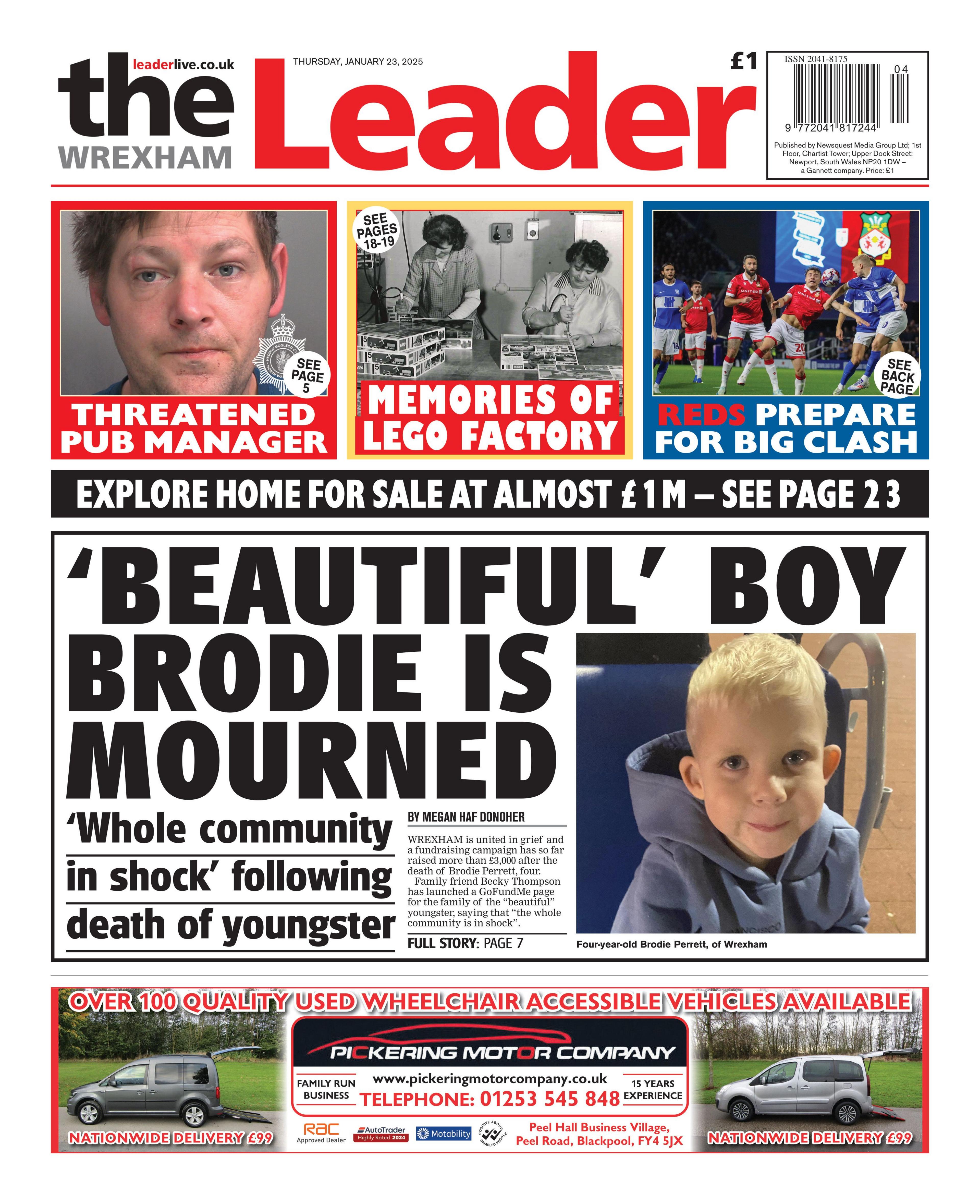 Front page of the Wrexham Leader