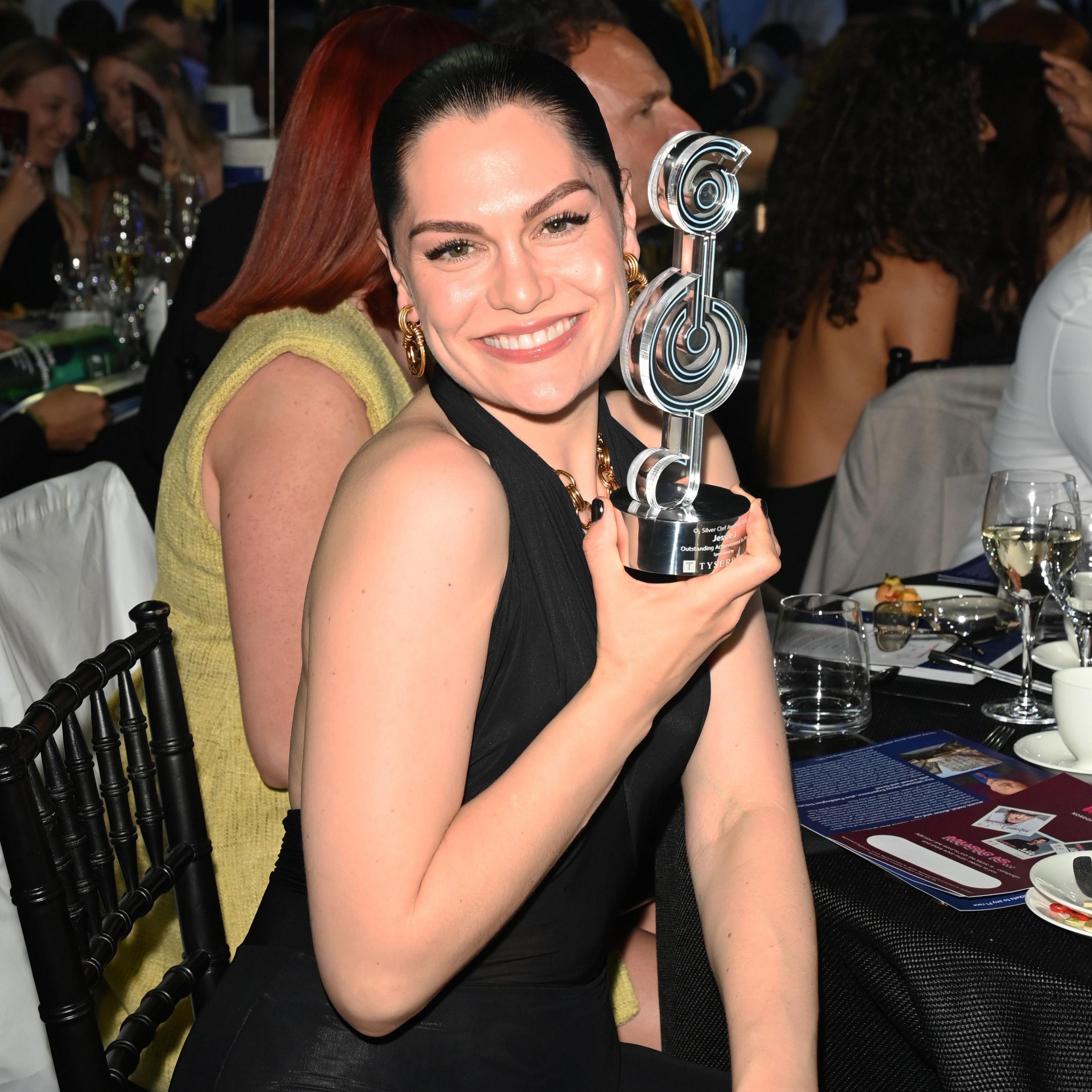 Jessie J holds her Silver Clef Award