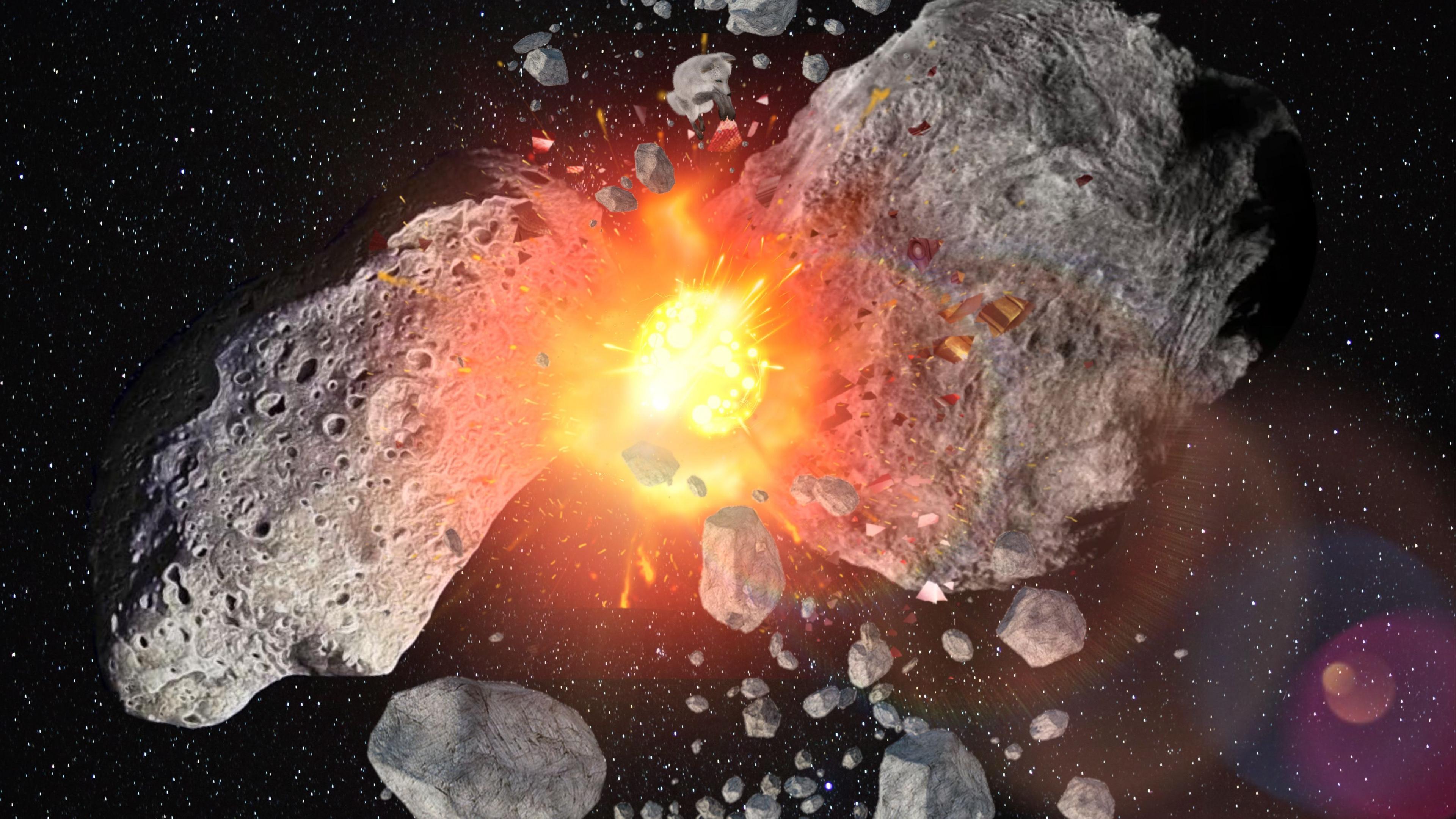 Asteroids colliding